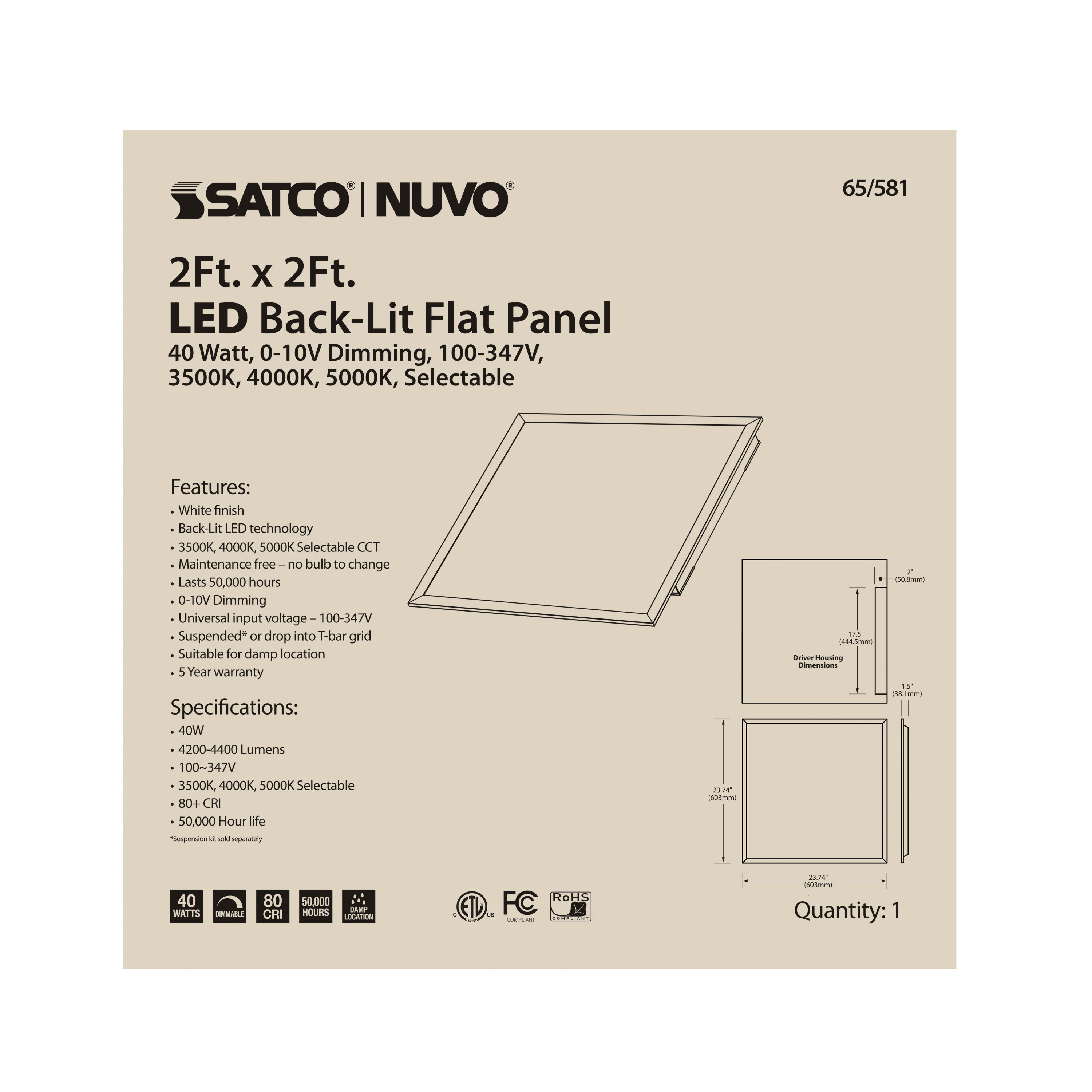 2X2 LED BACKLIT FLAT PANEL - 65-581