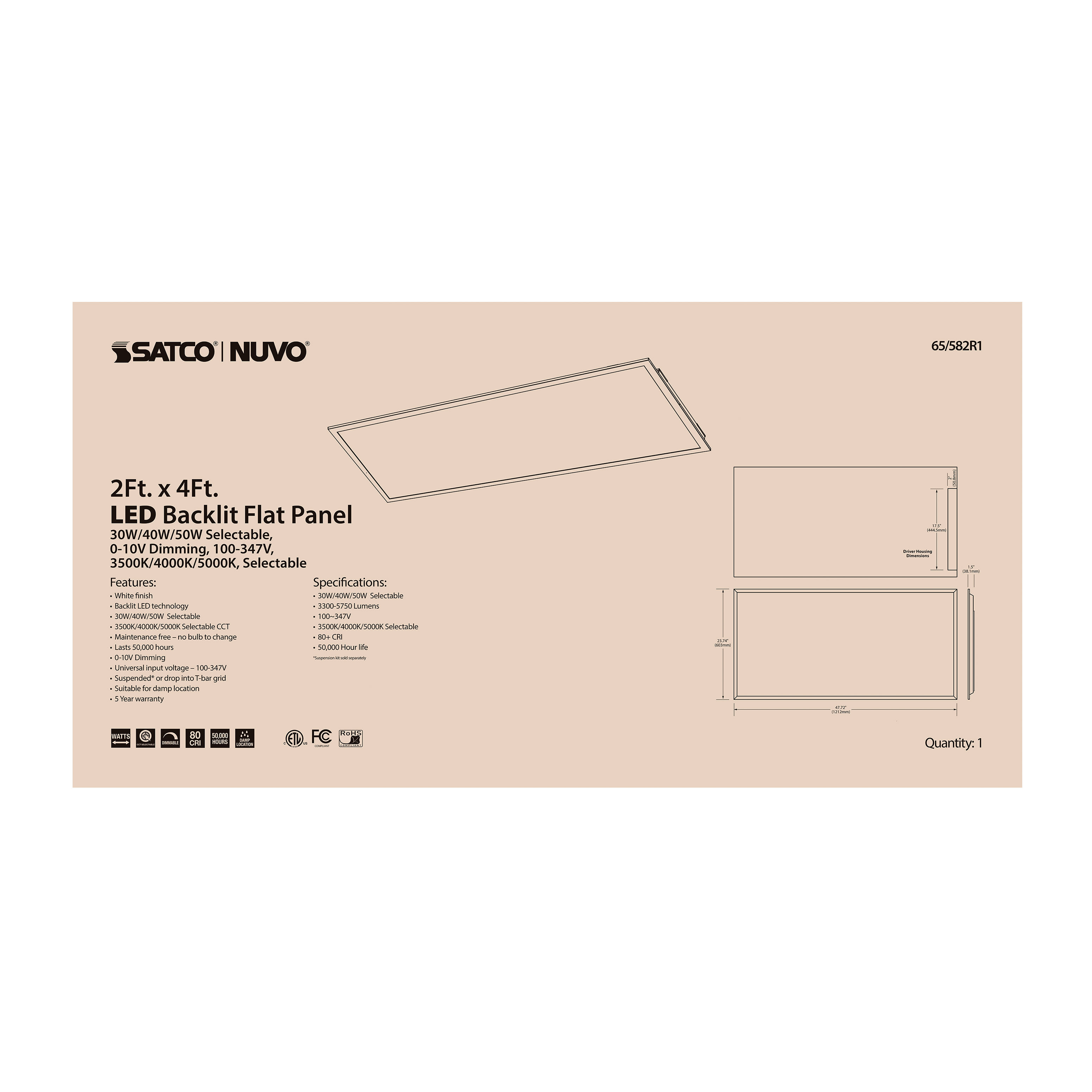 2X4 LED BACKLIT FLAT PANEL - 65-582R1