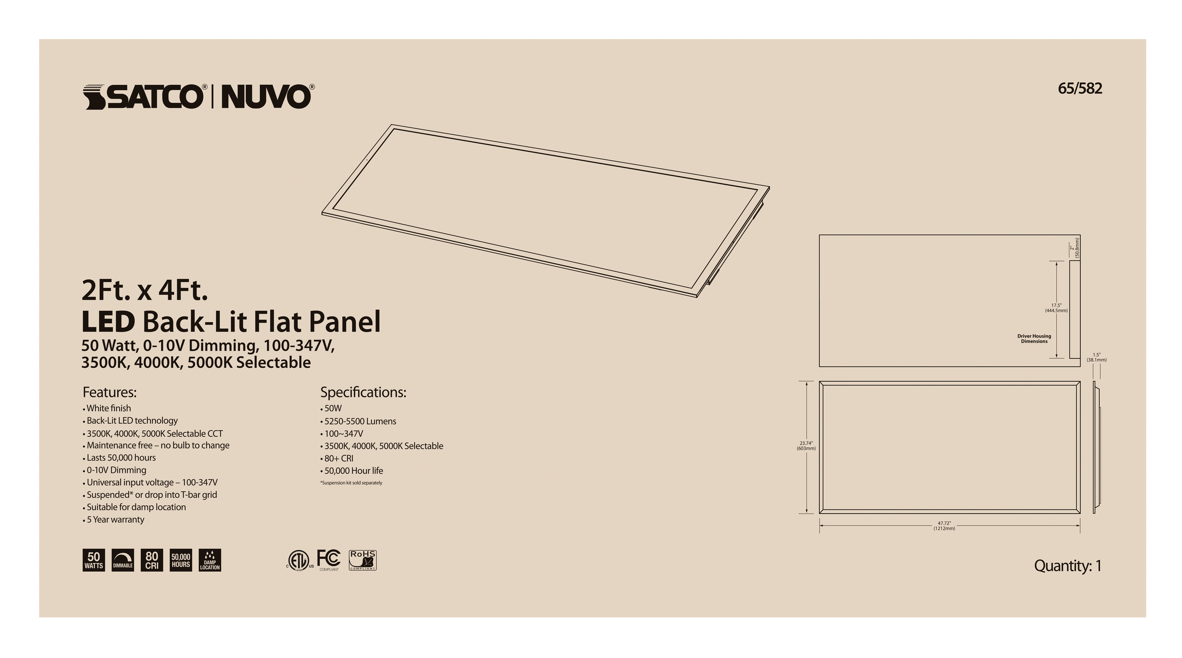 2X4 LED BACKLIT FLAT PANEL - 65-582
