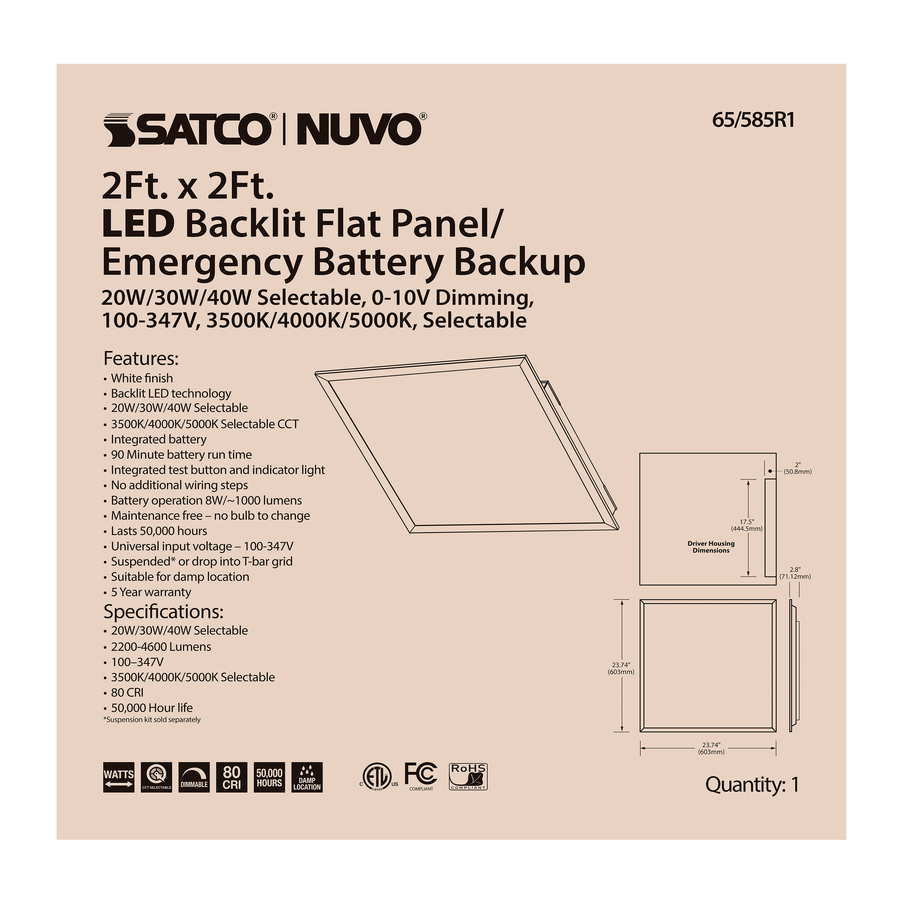 2X2 LED EM BACKLIT FLAT PANEL - 65-585R1