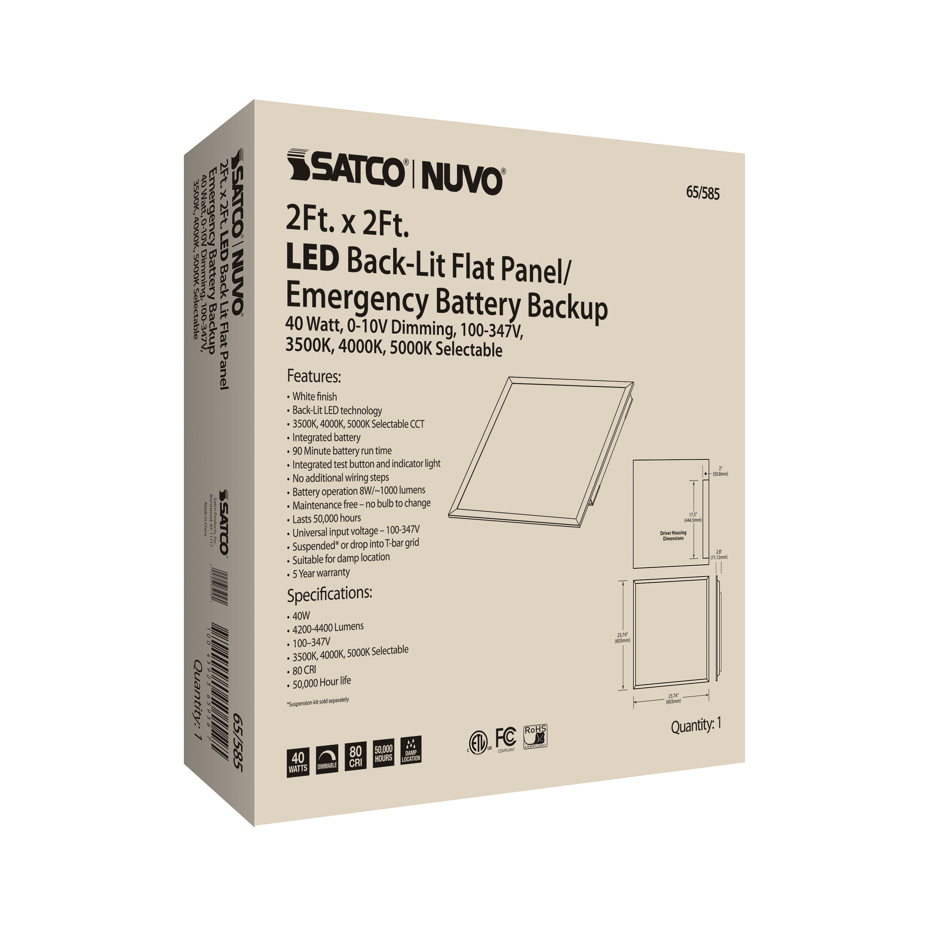 2X2 LED EM BACKLIT FLAT PANEL - 65-585