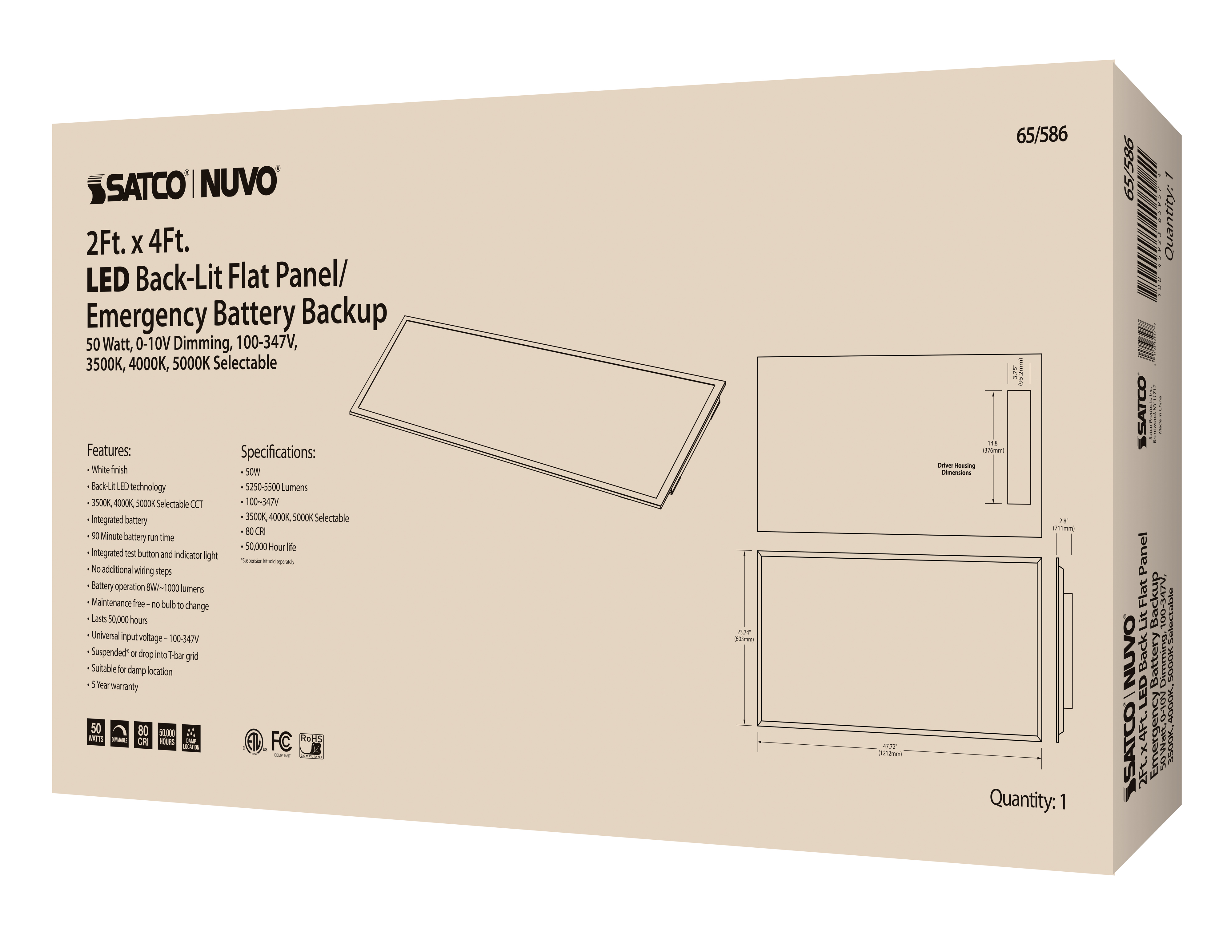 2X4 LED EM BACKLIT FLAT PANEL - 65-586
