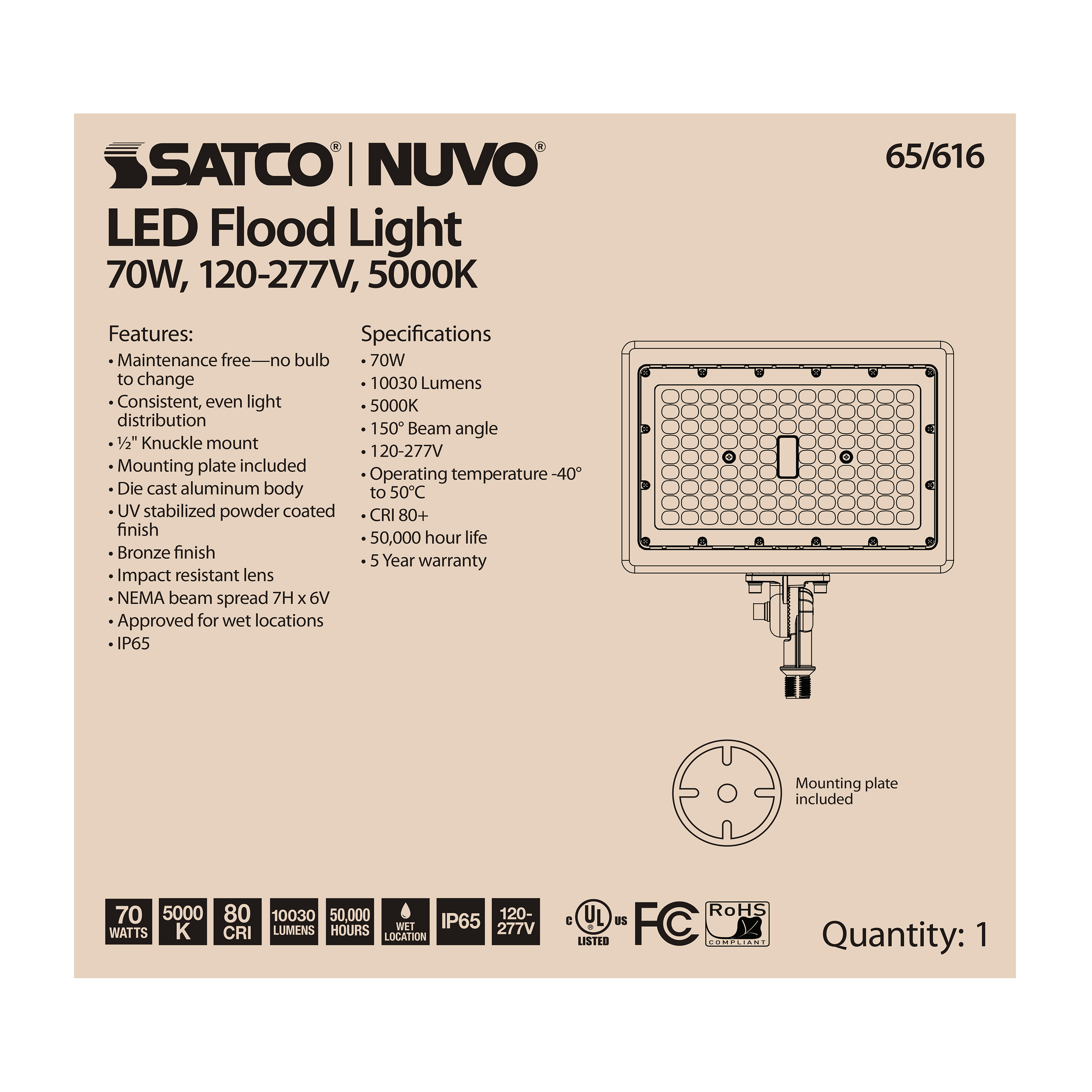 70W LED FLOOD LIGHT - 65-616