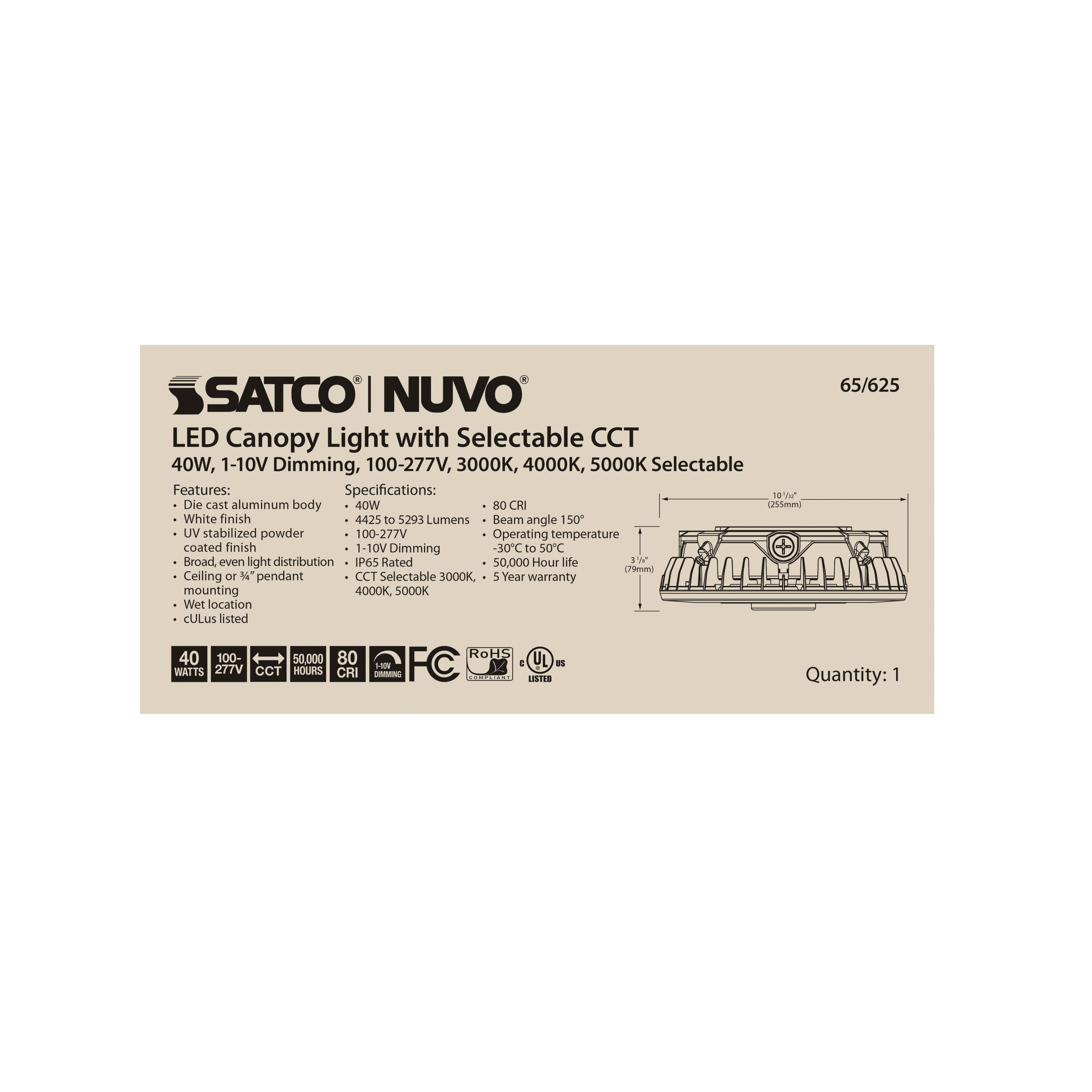 40W LED CANOPY LIGHT - 65-625