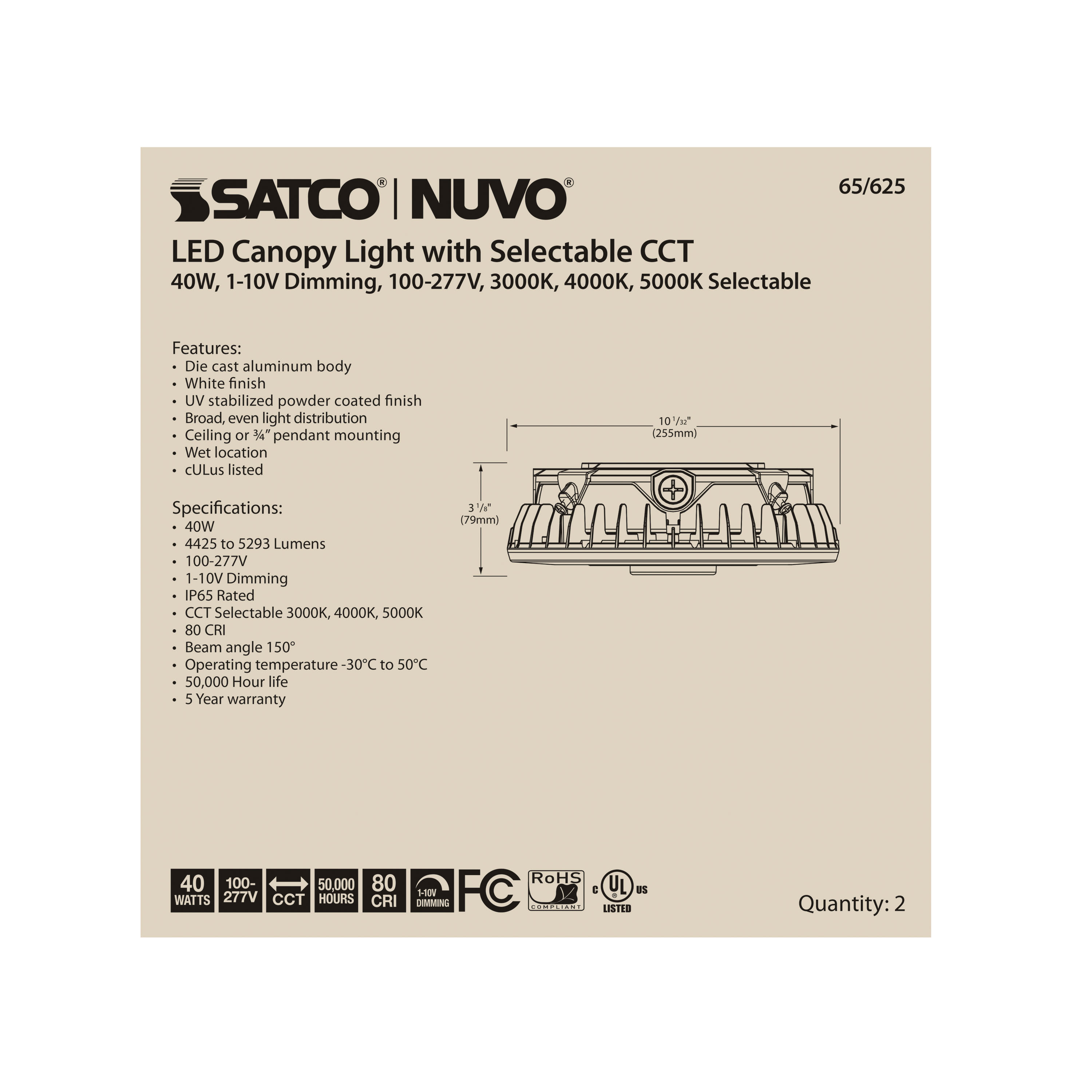 40W LED CANOPY LIGHT - 65-625