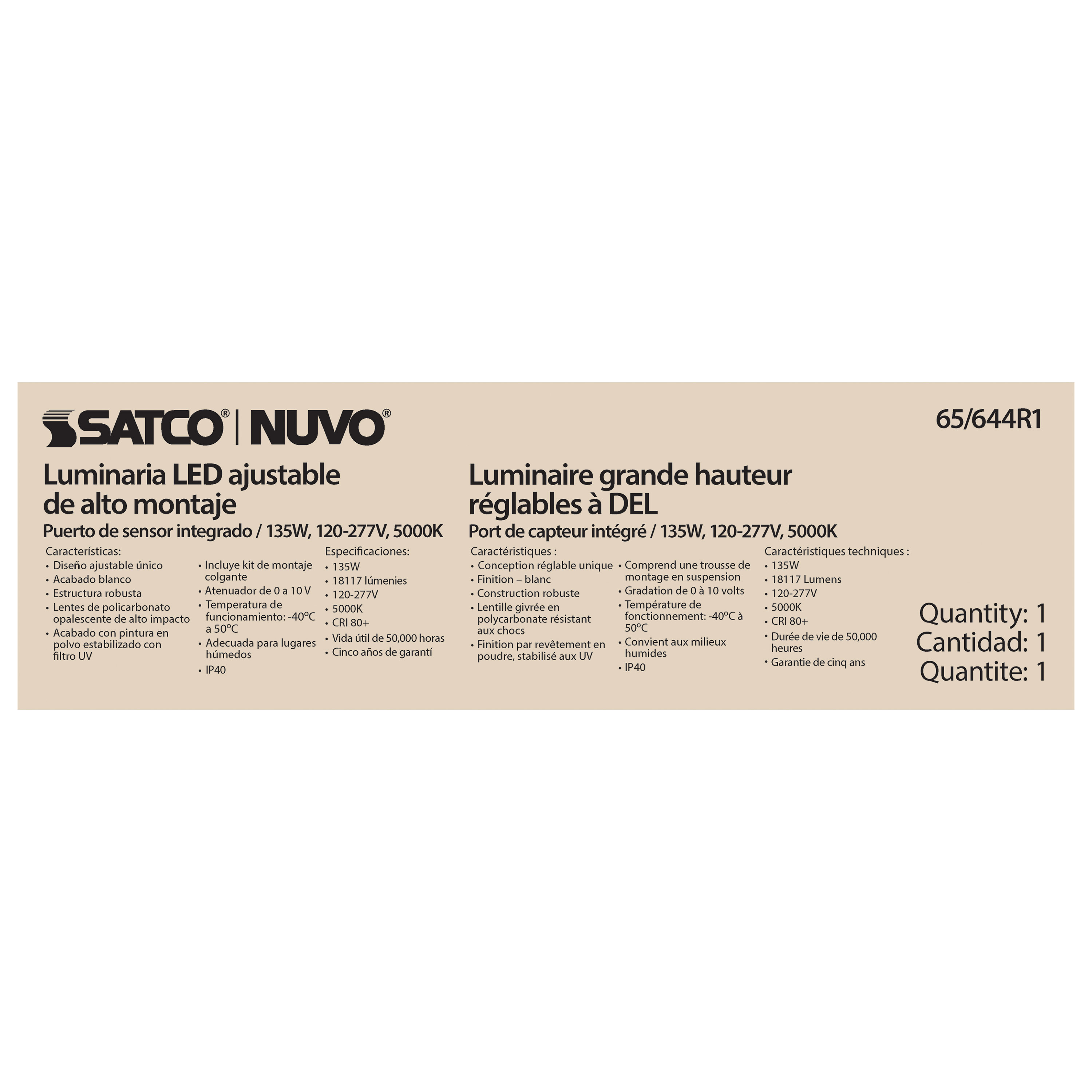 135W LED ADJUSTABLE HIGH BAY - 65-644R1