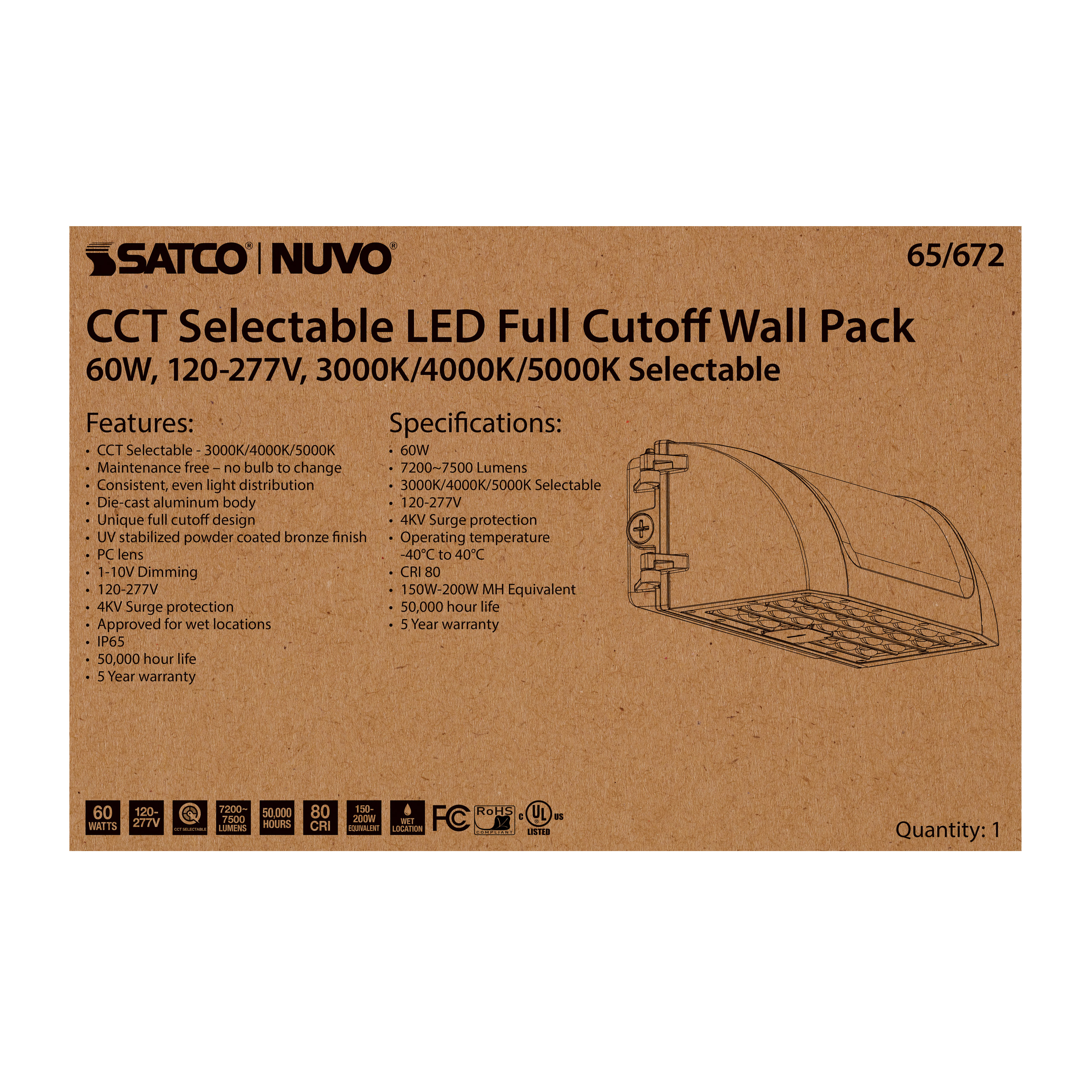 65-672 60W FULL CUTOFF WALL PACK