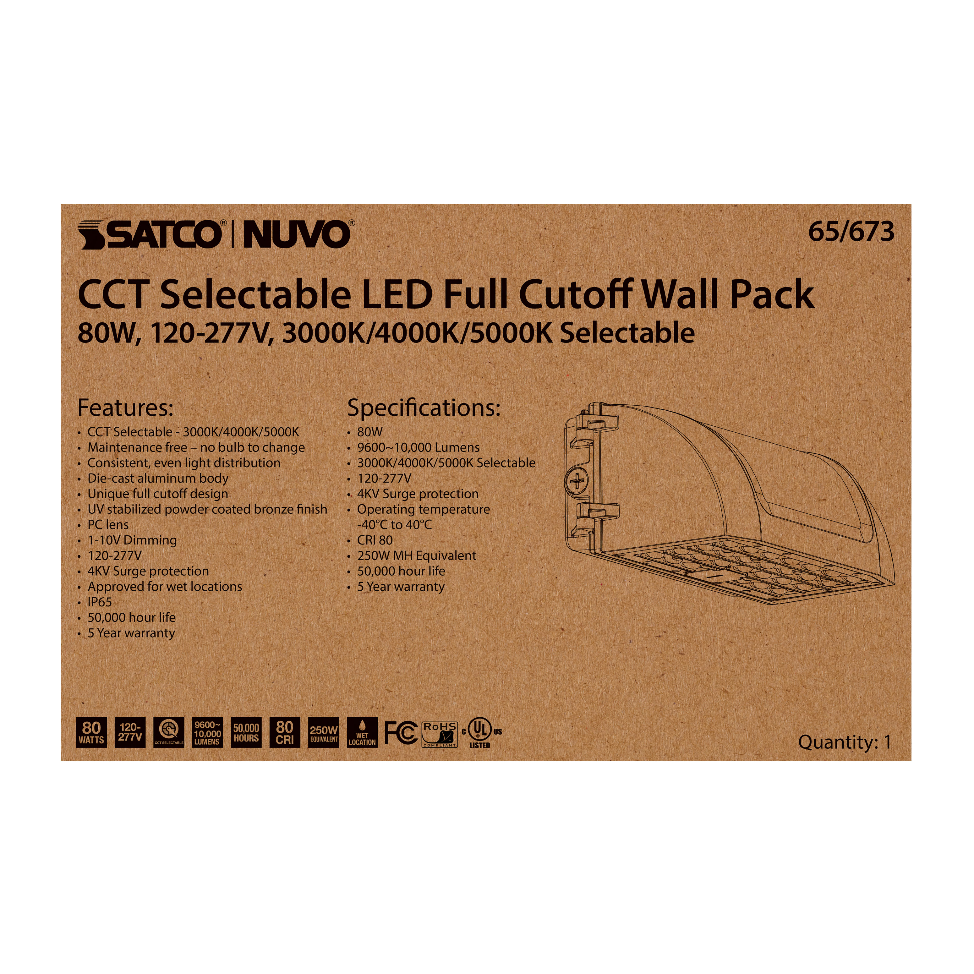 80W FULL CUTOFF WALL PACK - 65-673