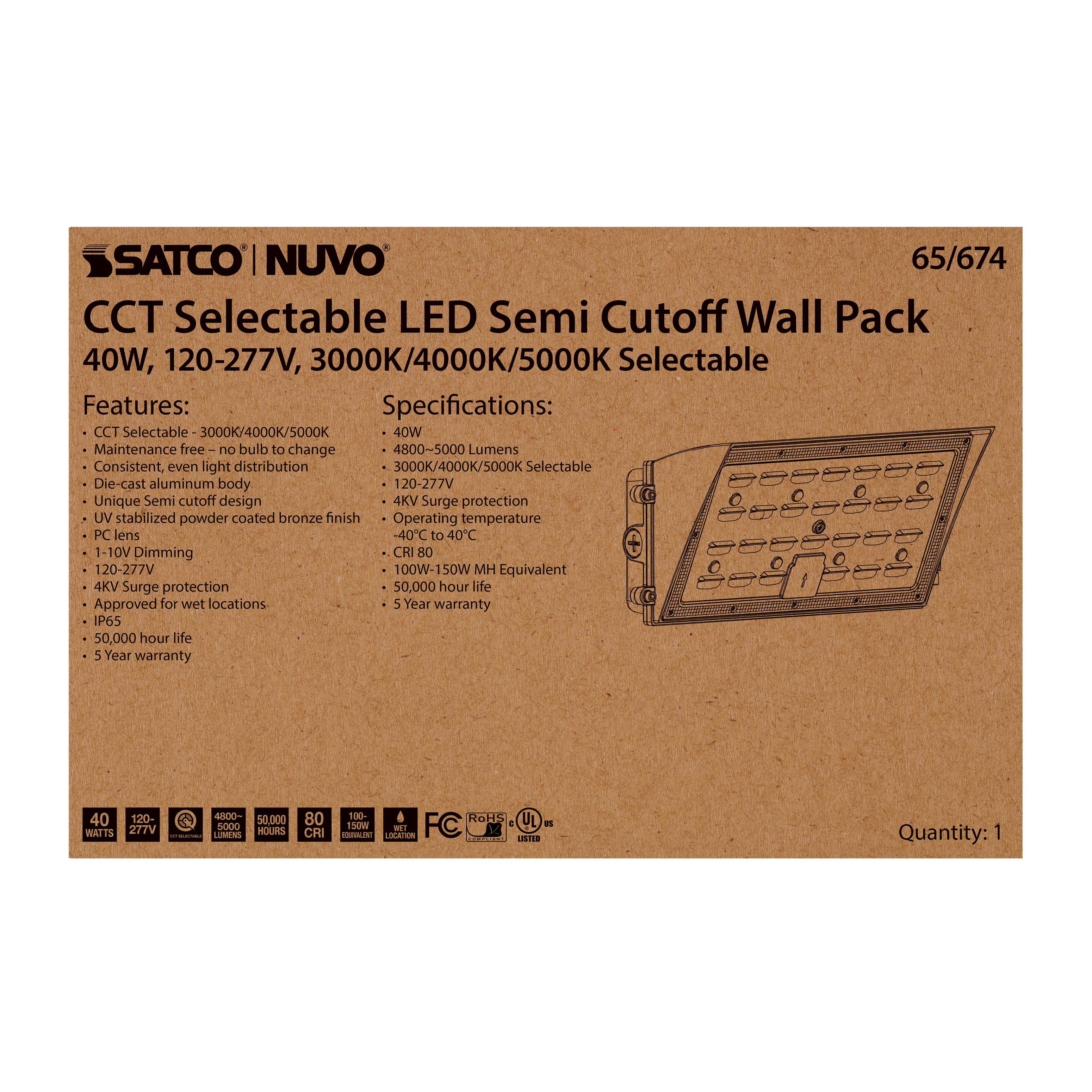 40W SEMI CUTOFF WALL PACK - 65-674