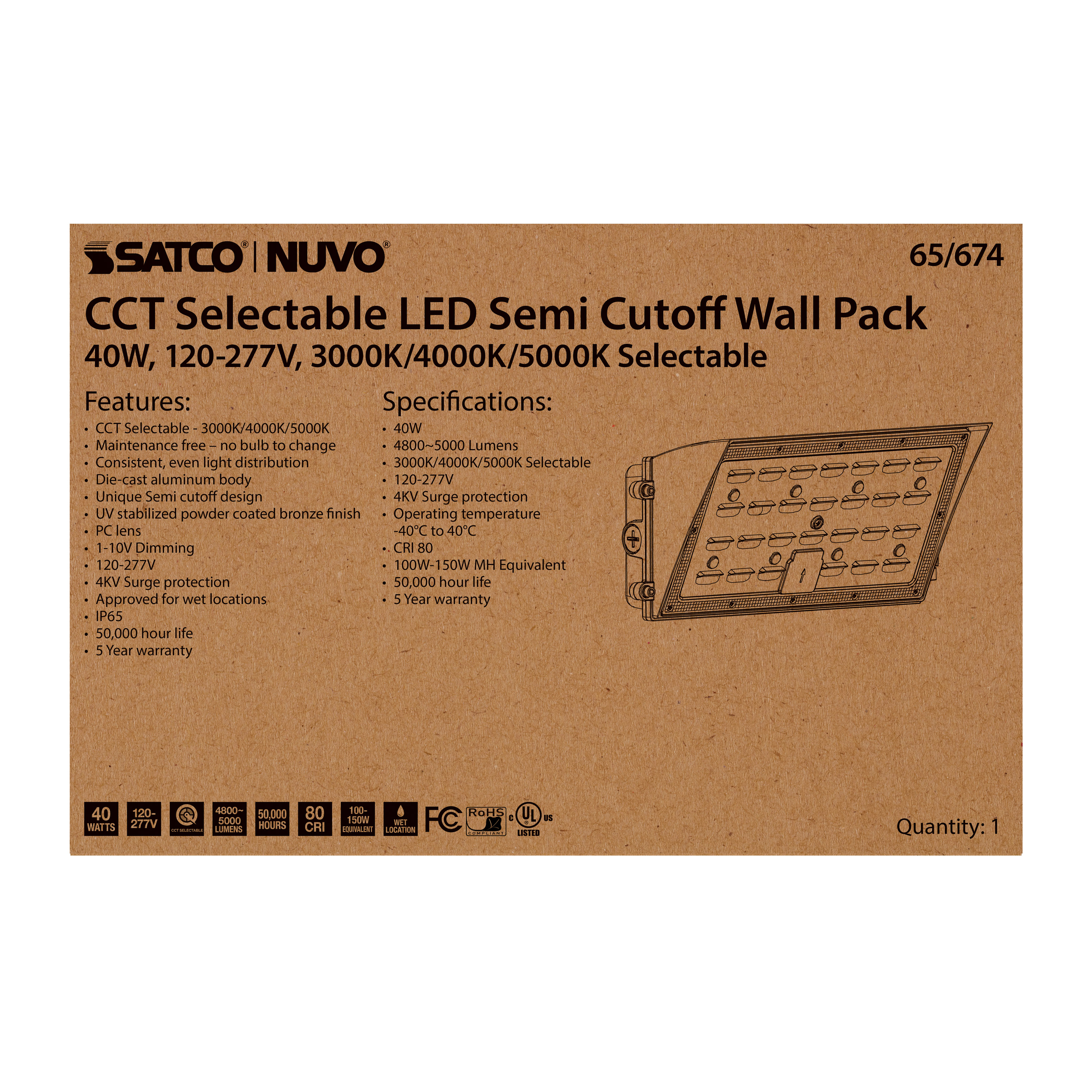 60W SEMI CUTOFF WALL PACK - 65-675