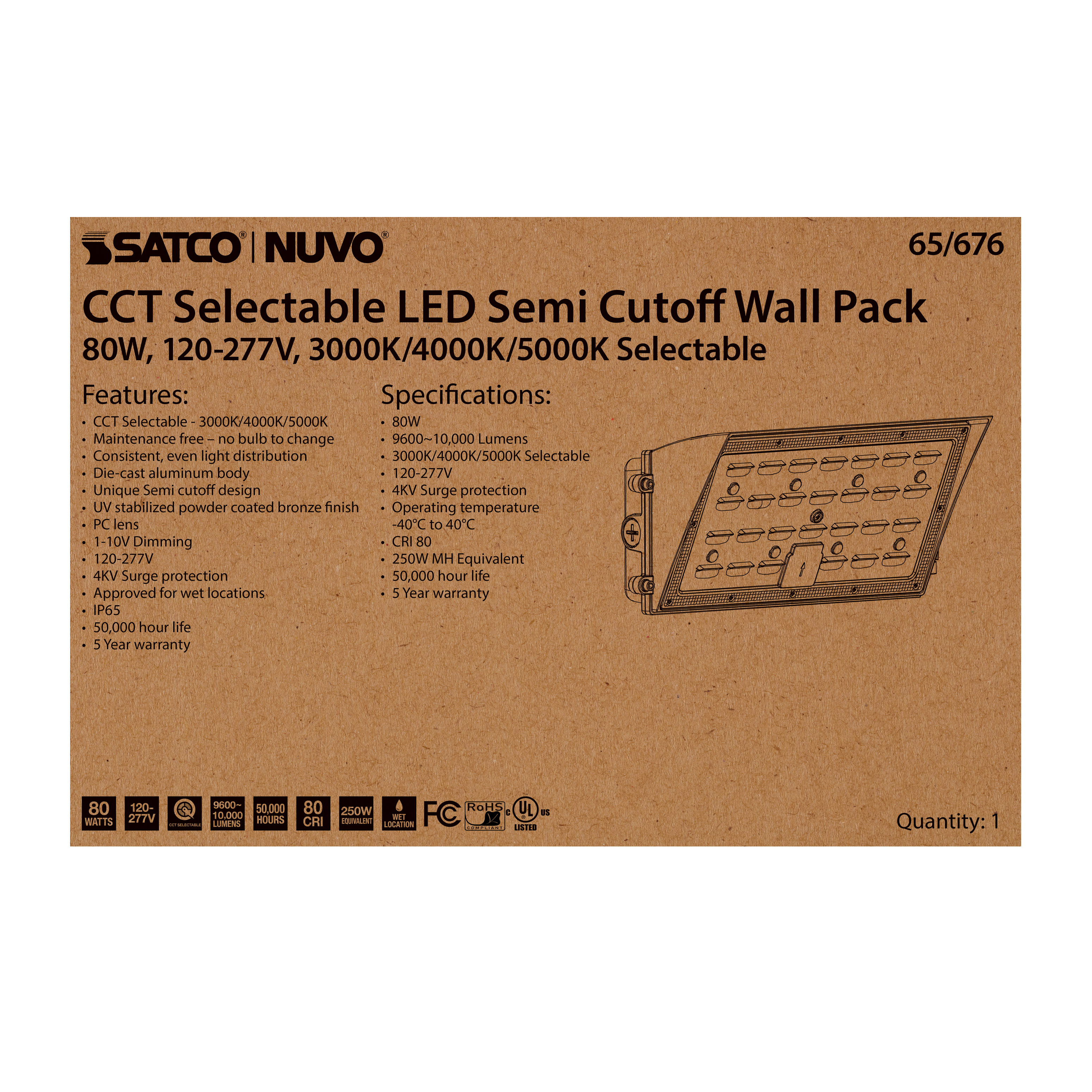 80W SEMI CUTOFF WALL PACK - 65-676
