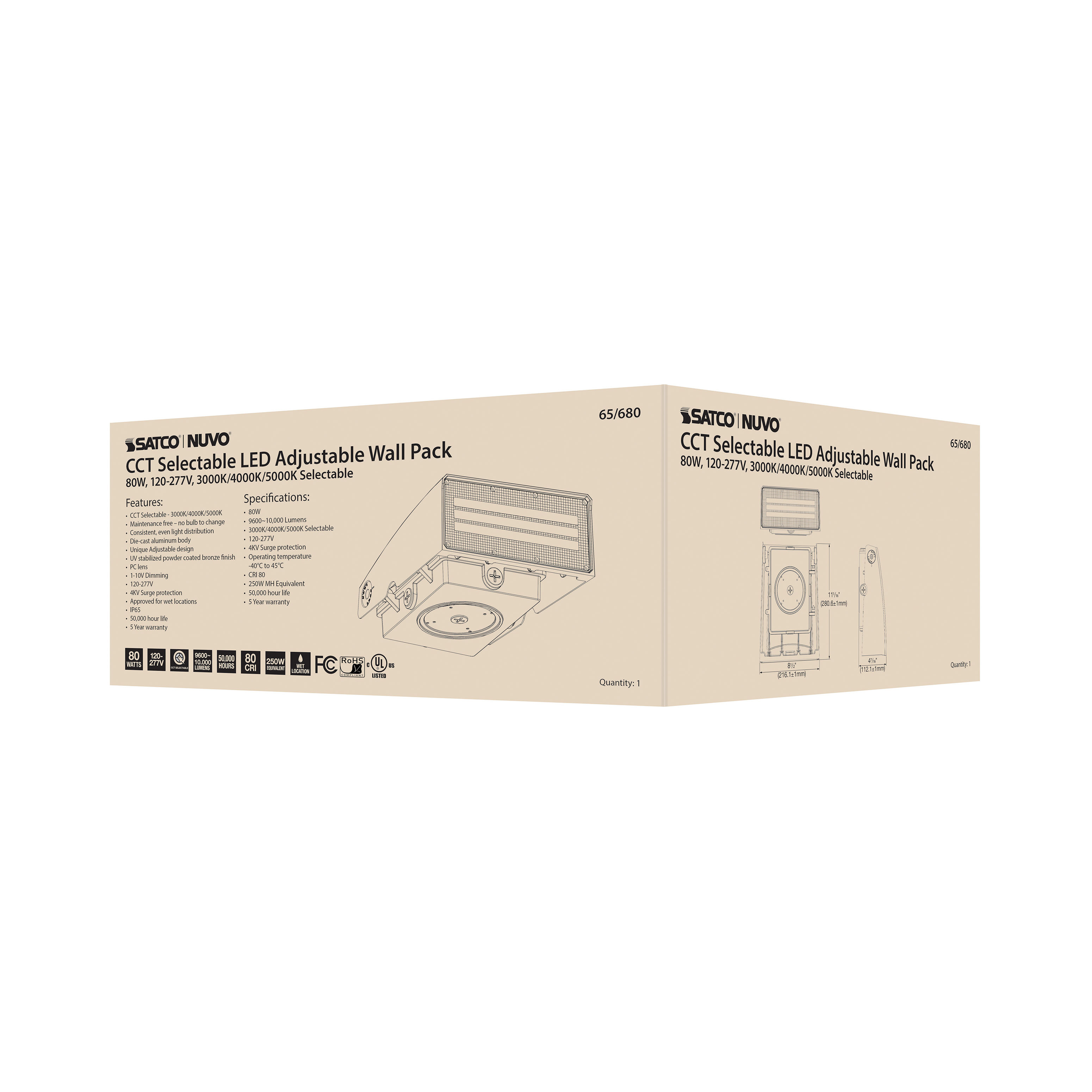 80W ADJUSTABLE WALL PACK - 65-680