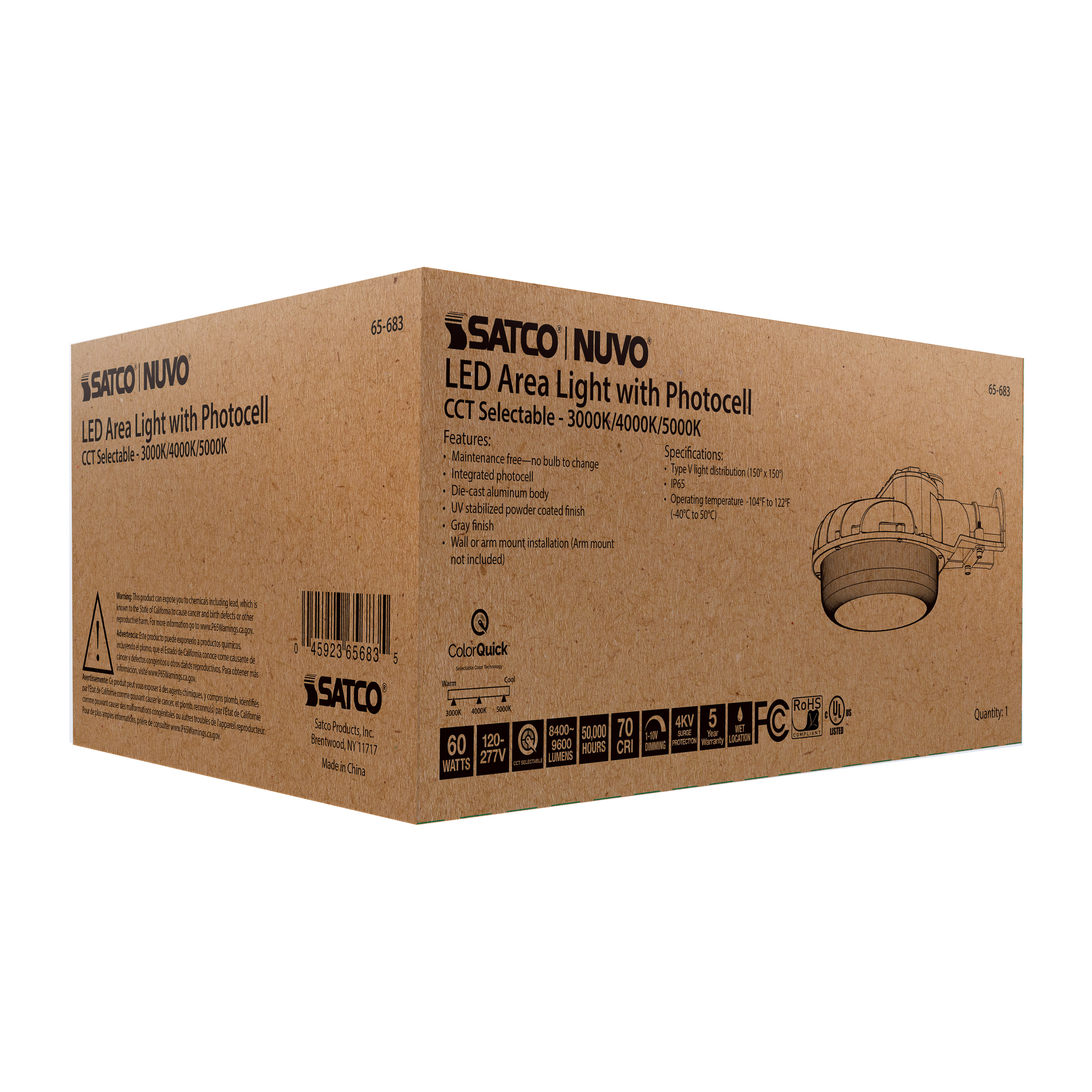 60W LED AREA LIGHT W/PHOTOCELL - 65-683