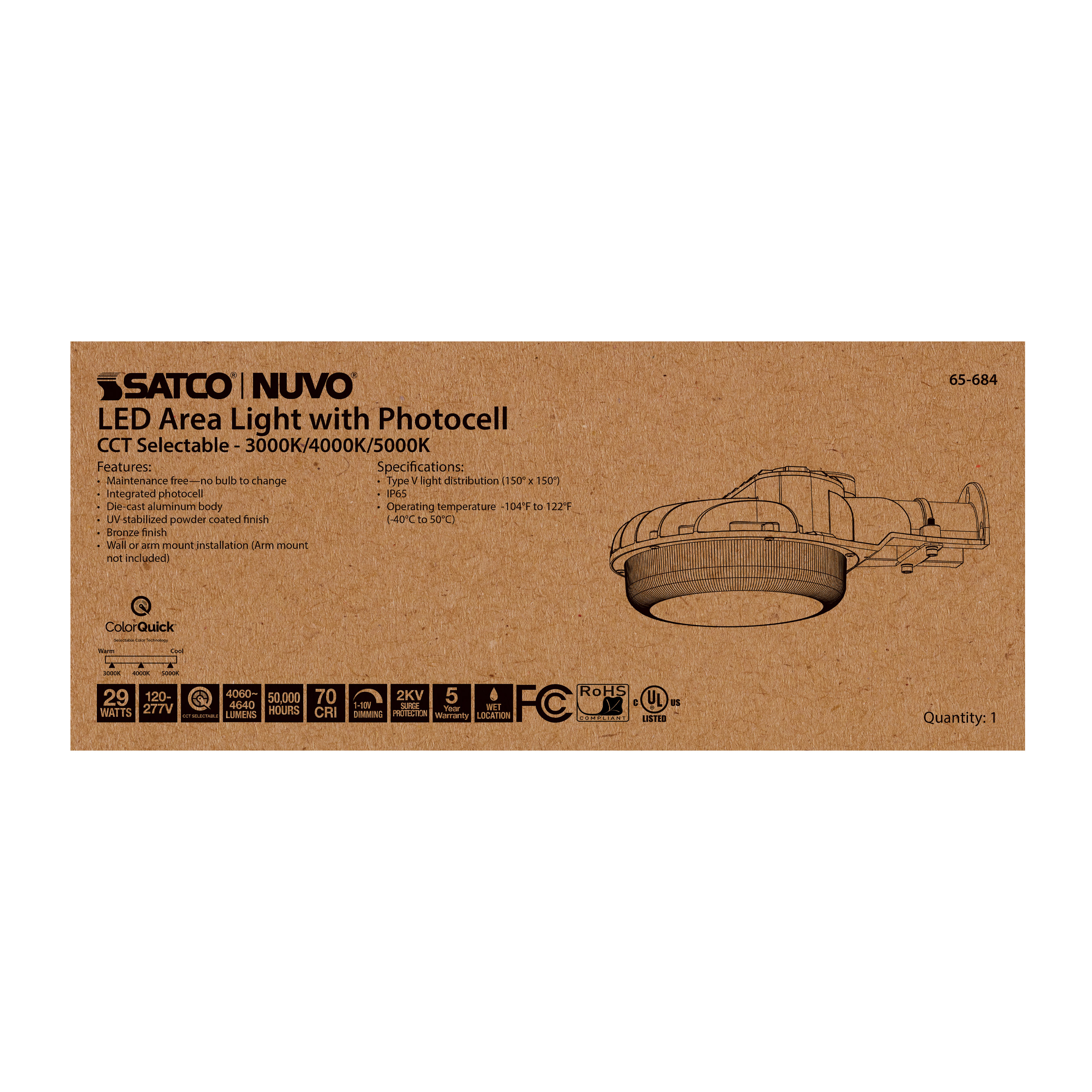 29W LED AREA LIGHT W/PHOTOCELL - 65-684