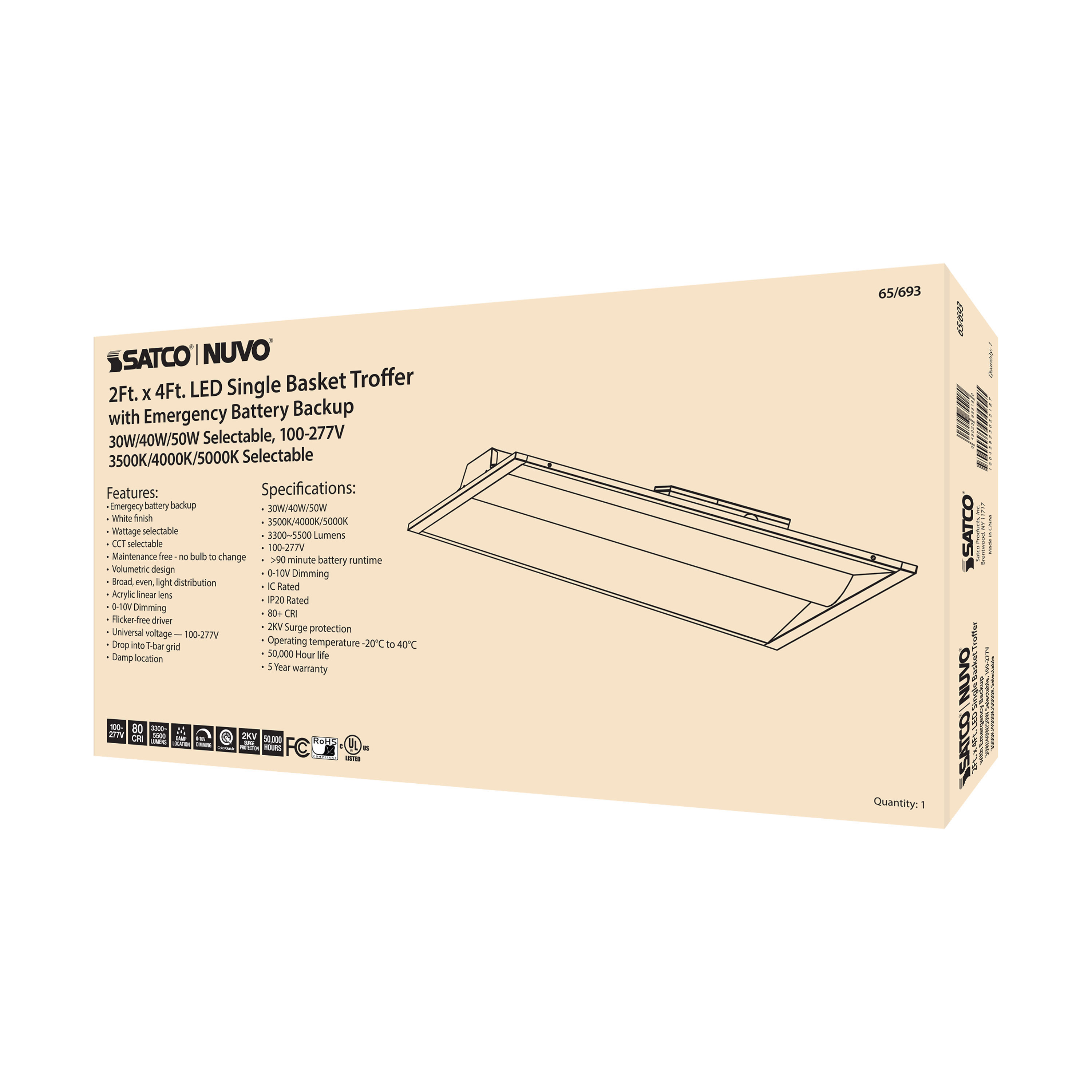 2X4 EM SINGLE BASKET TROFFER - 65-693