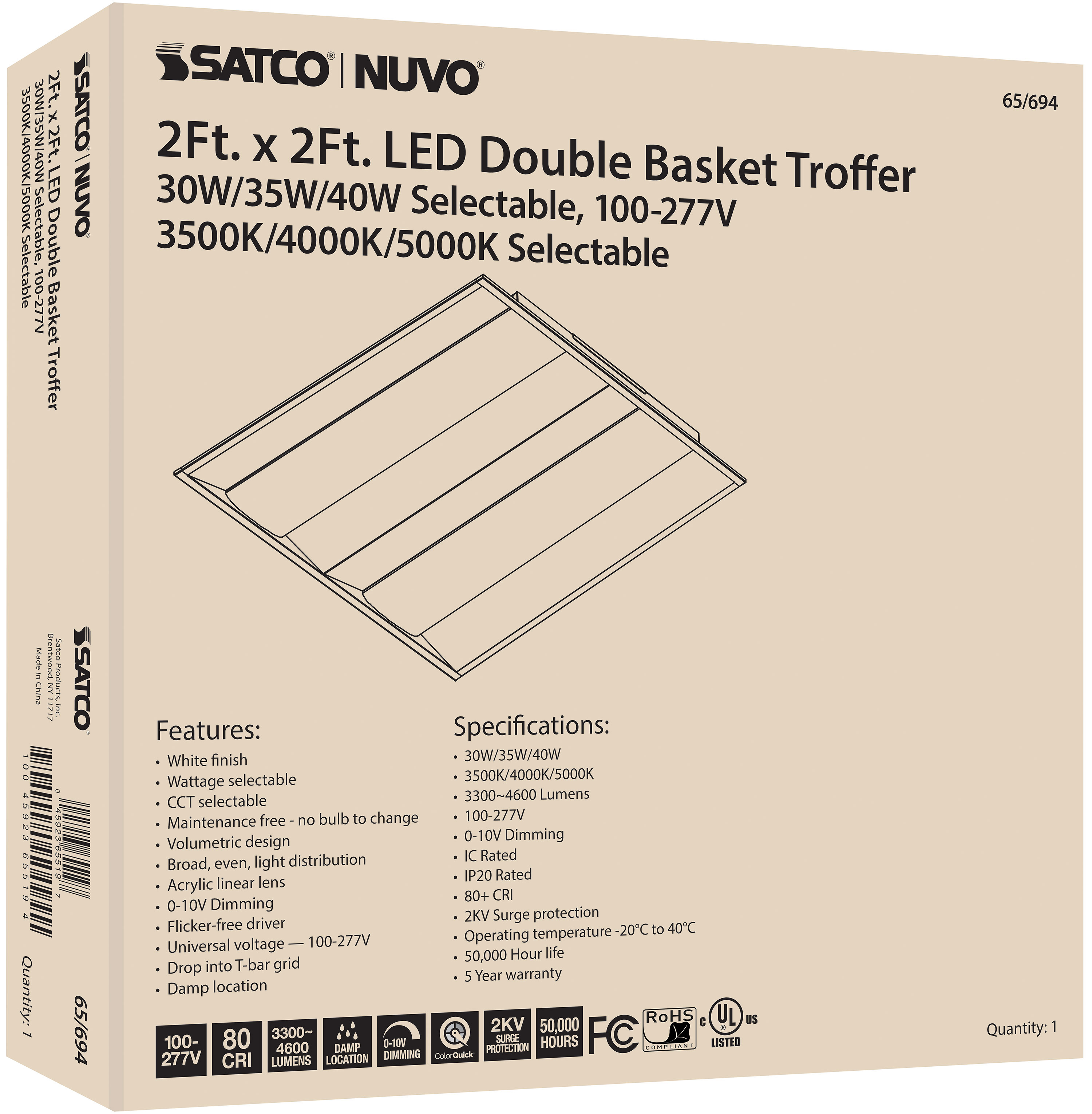 2X2 DOUBLE BASKET TROFFER - 65-694