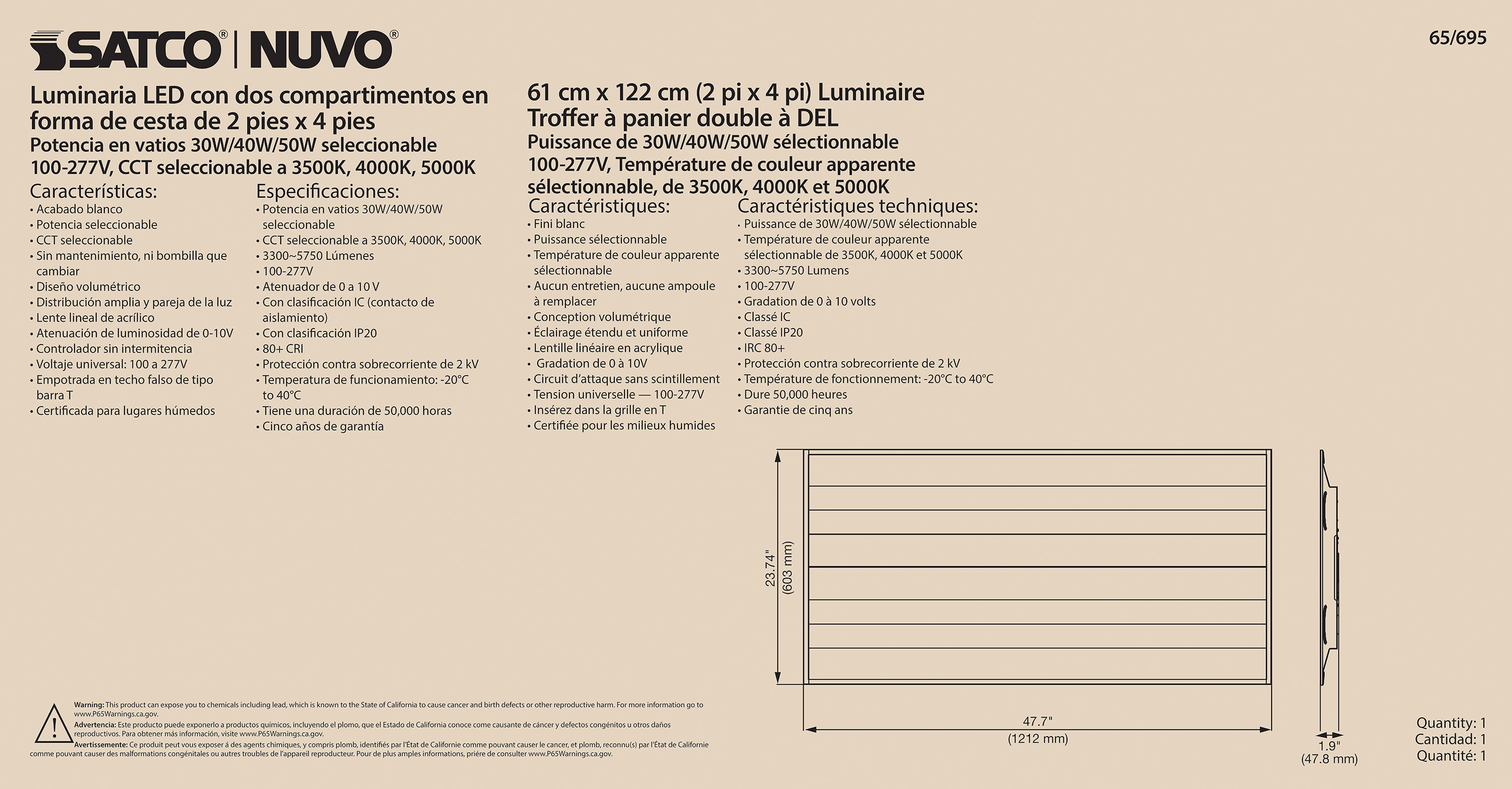 2X4 DOUBLE BASKET TROFFER - 65-695