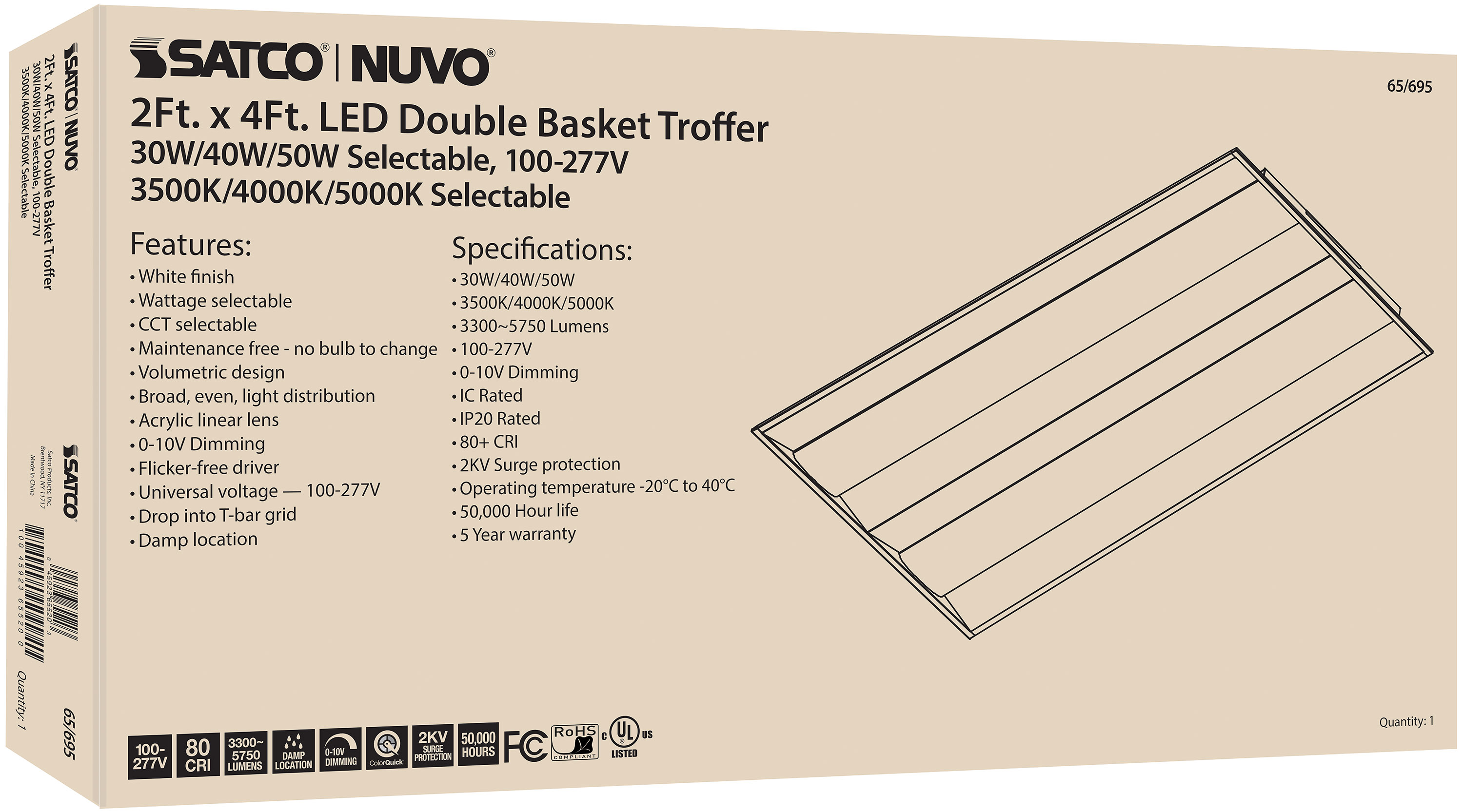 2X4 DOUBLE BASKET TROFFER - 65-695