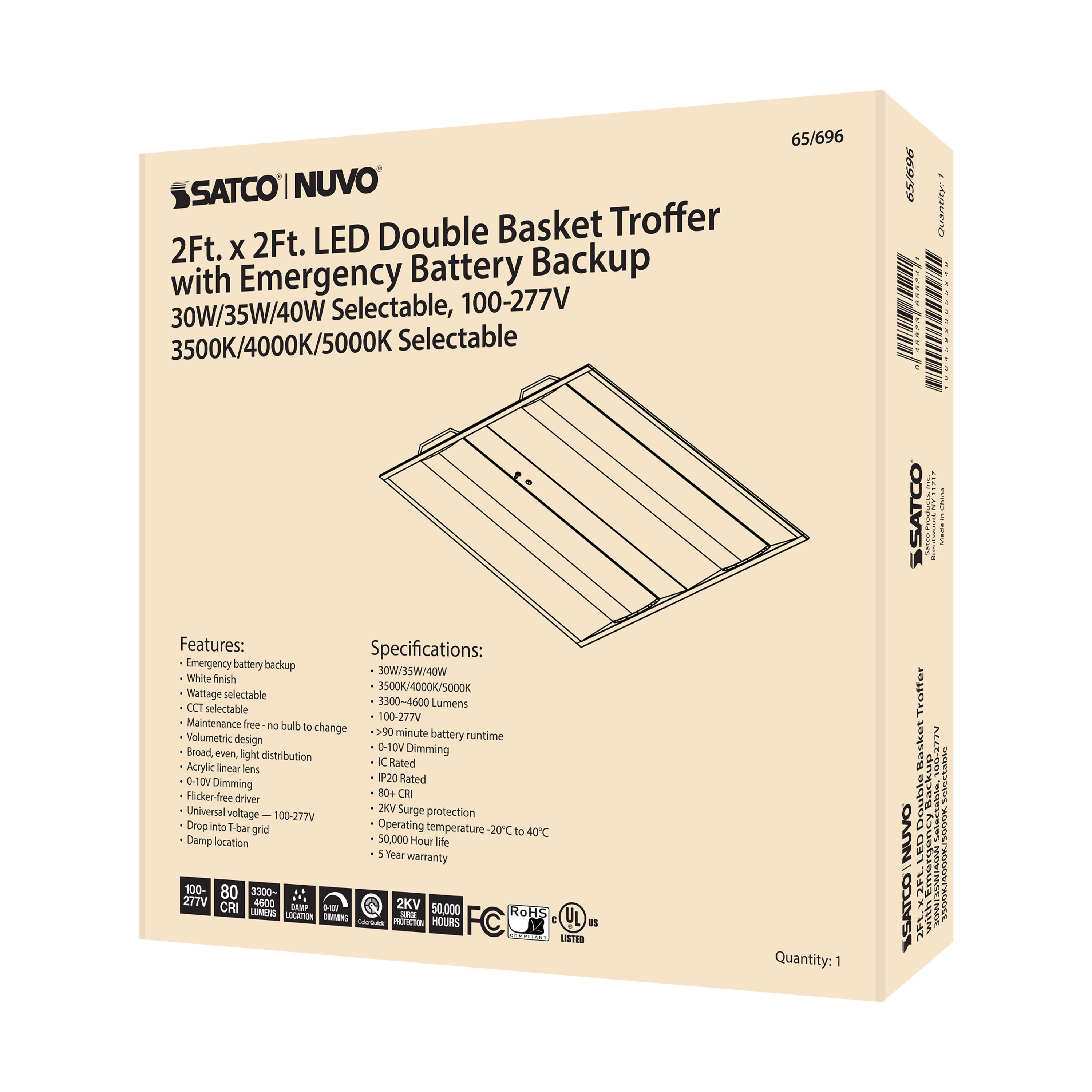 2X2 EM DOUBLE BASKET TROFFER - 65-696