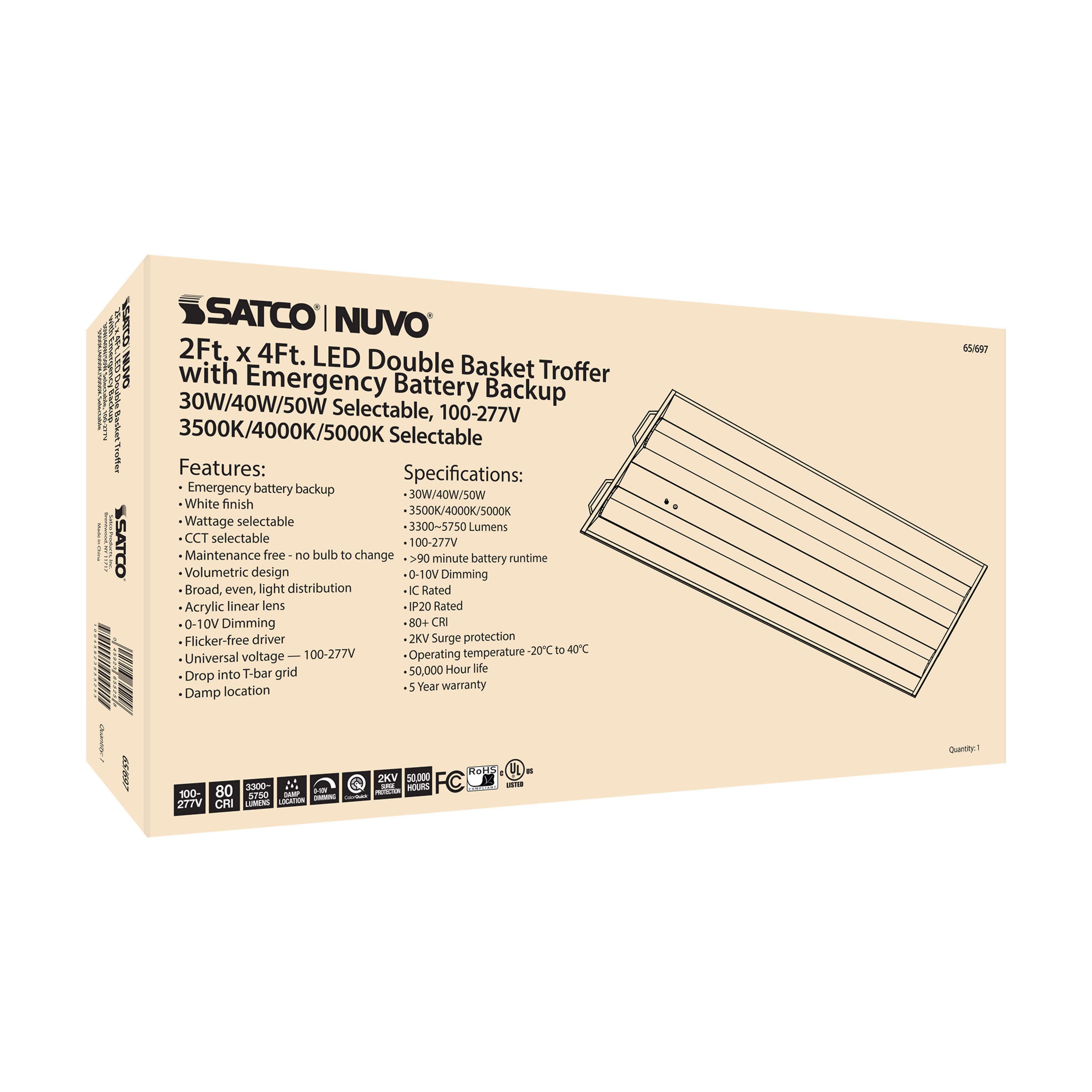 2X4 EM DOUBLE BASKET TROFFER - 65-697