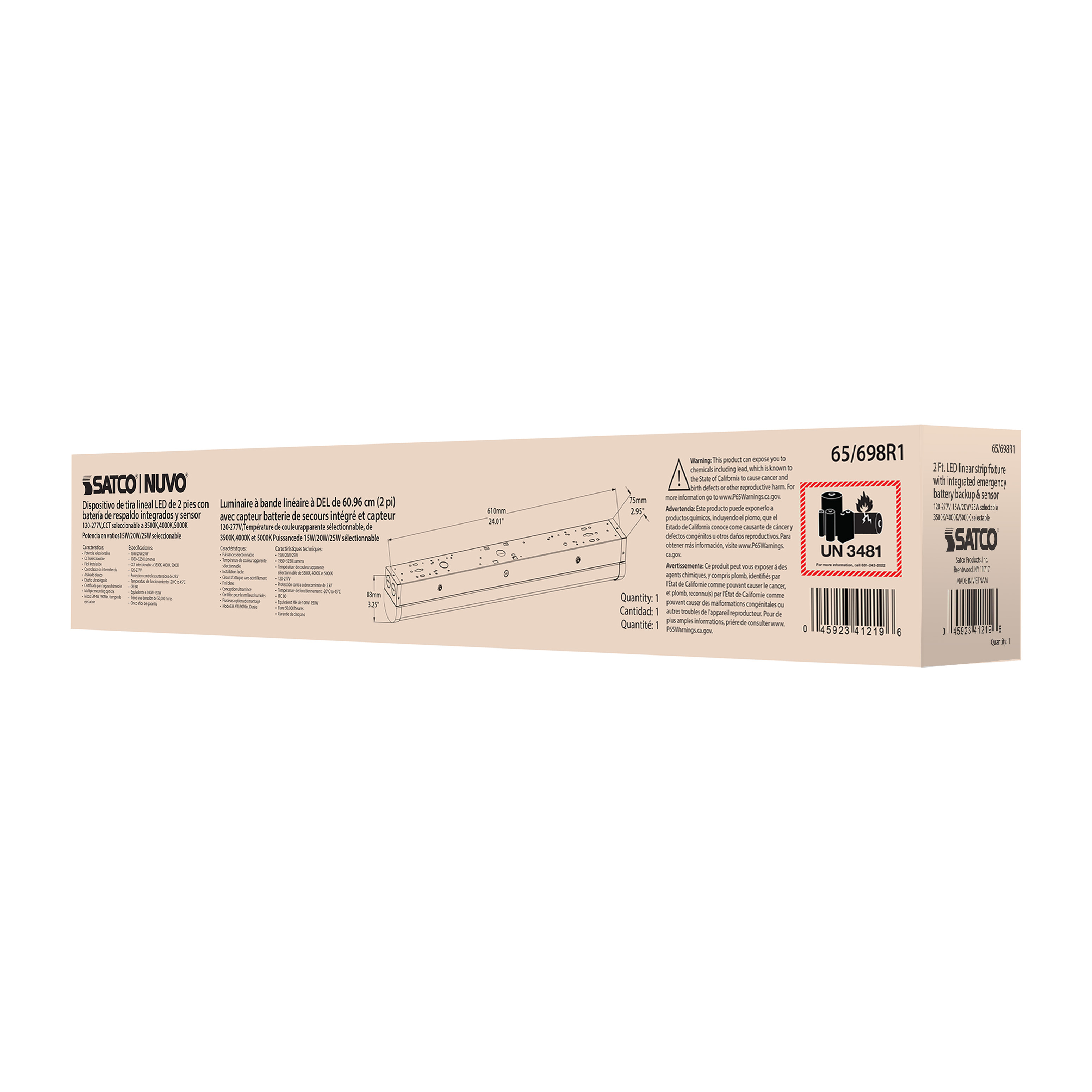 2' LINEAR STRIP W/ EM & SENSOR - 65-698R1