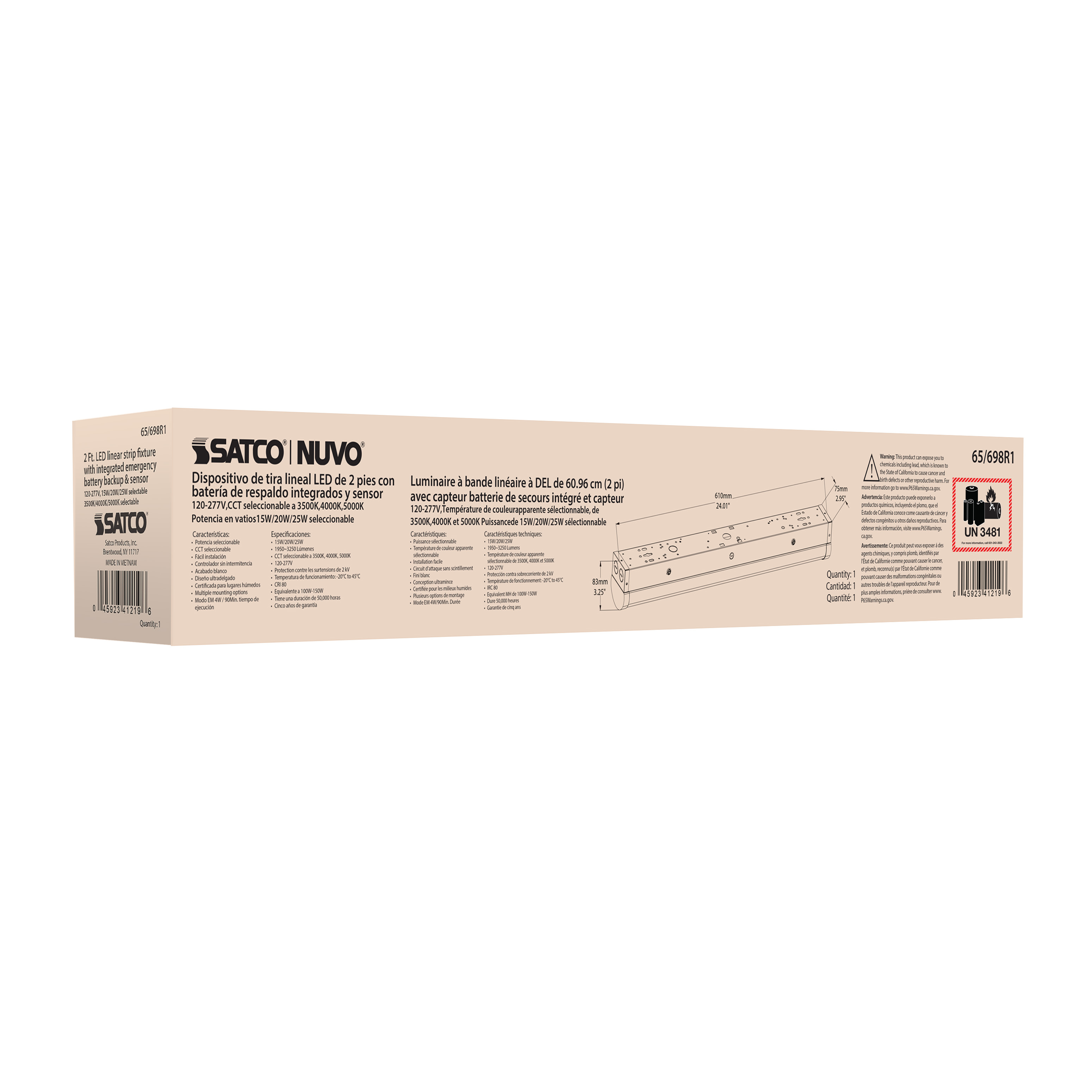 2' LINEAR STRIP W/ EM & SENSOR - 65-698R1