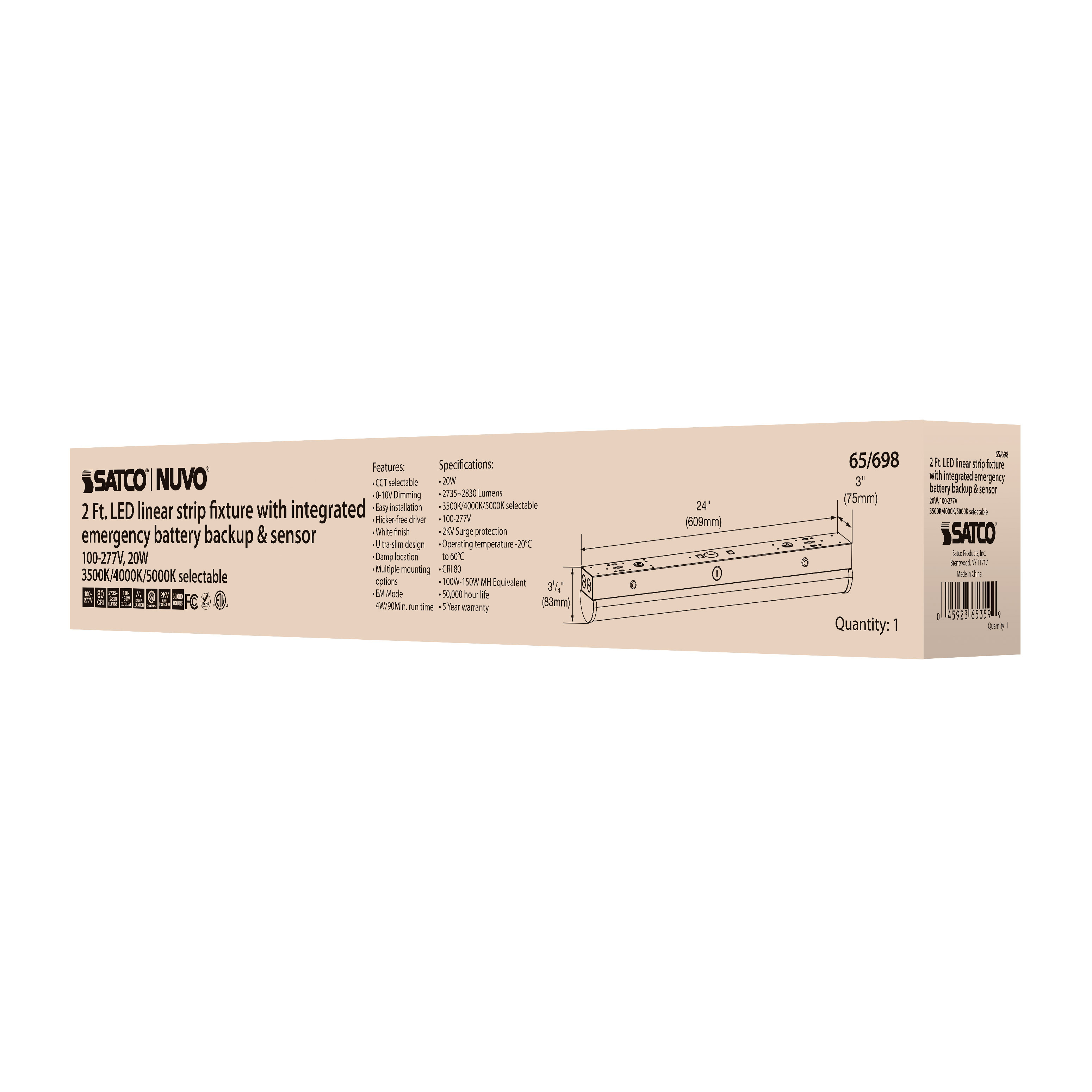 2' LINEAR STRIP W/ EM & SENSOR - 65-698