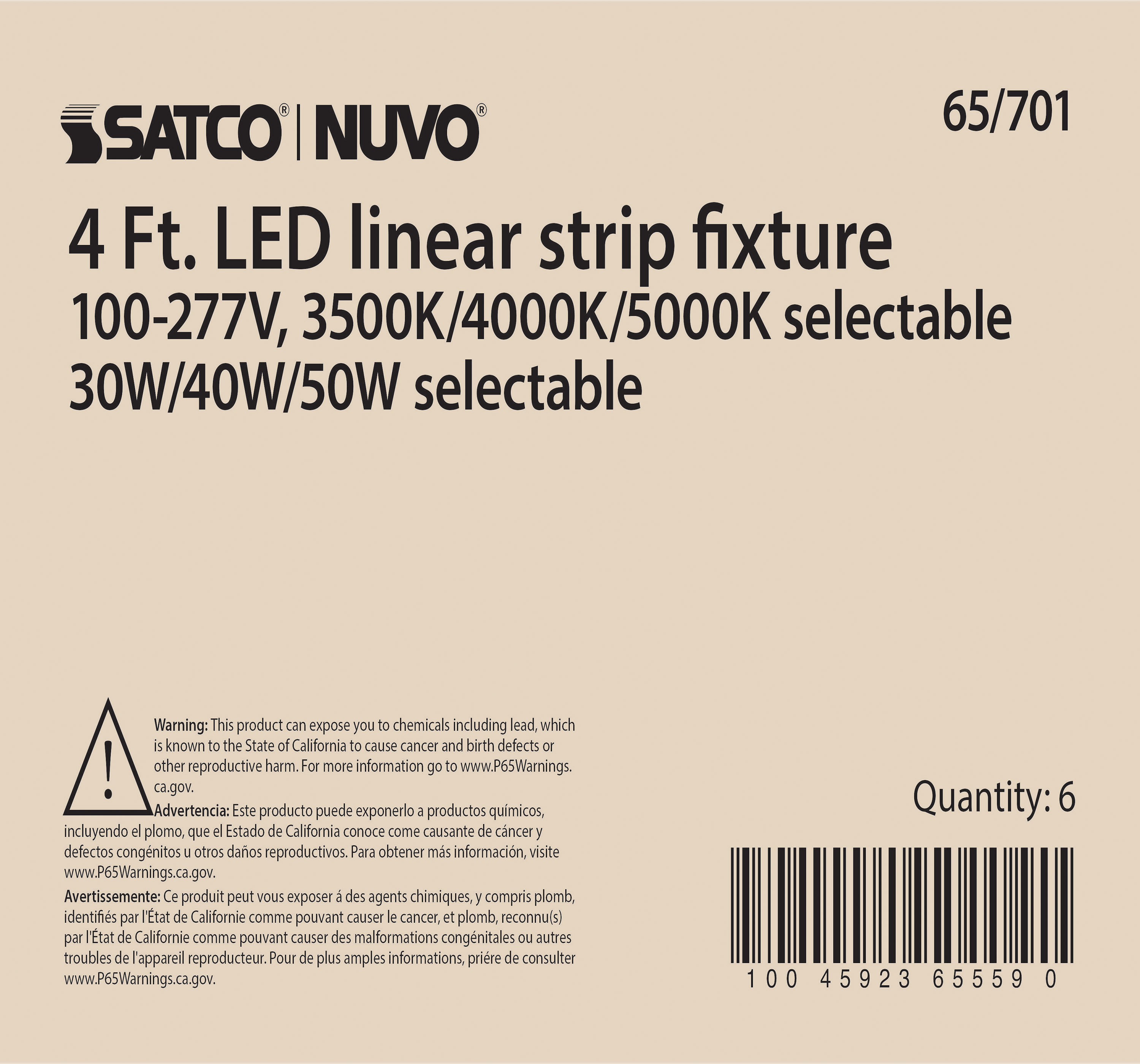 4' LINEAR STRIP WHITE FINISH - 65-701