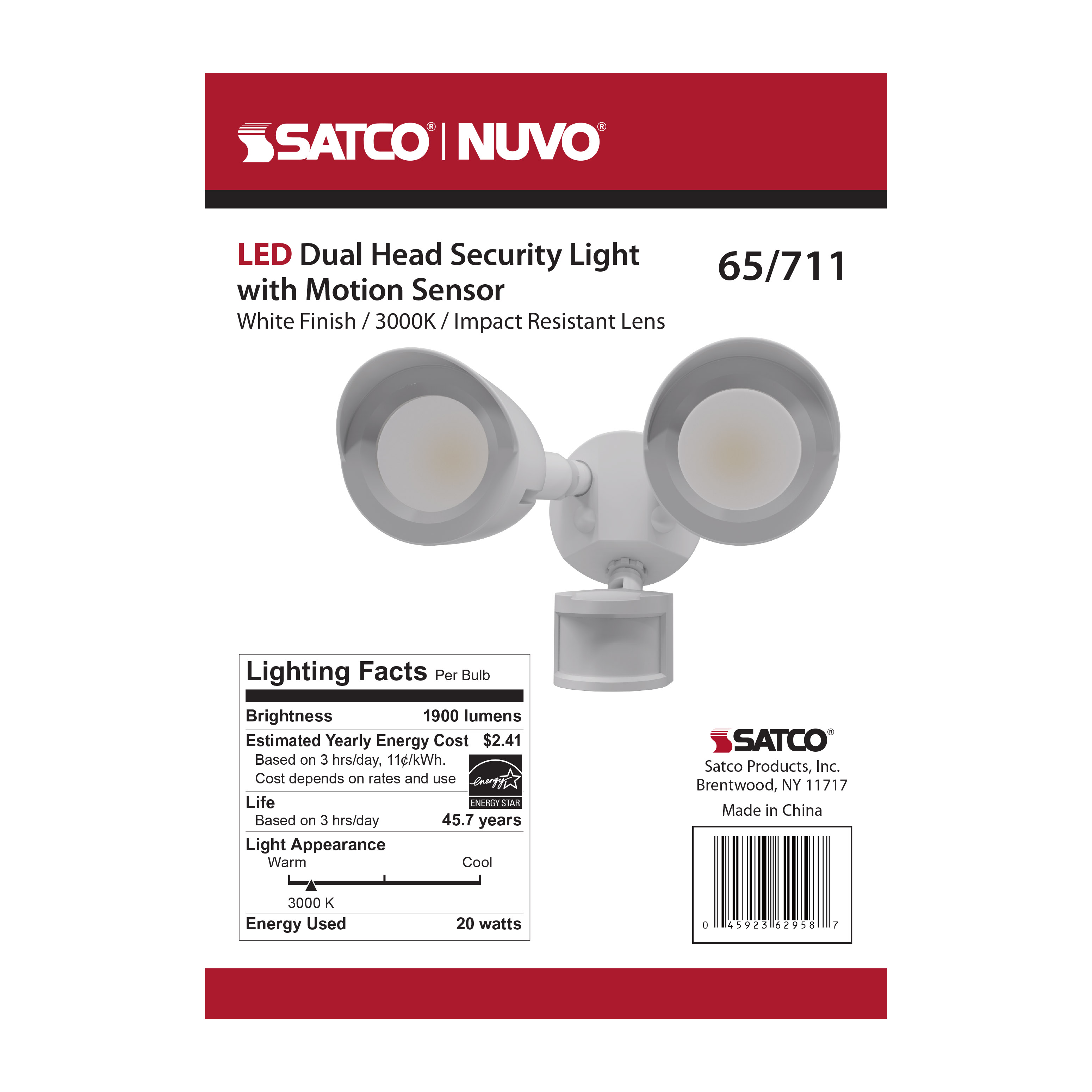 LED 2 BULLET HEAD SECURITY LGT - 65-711