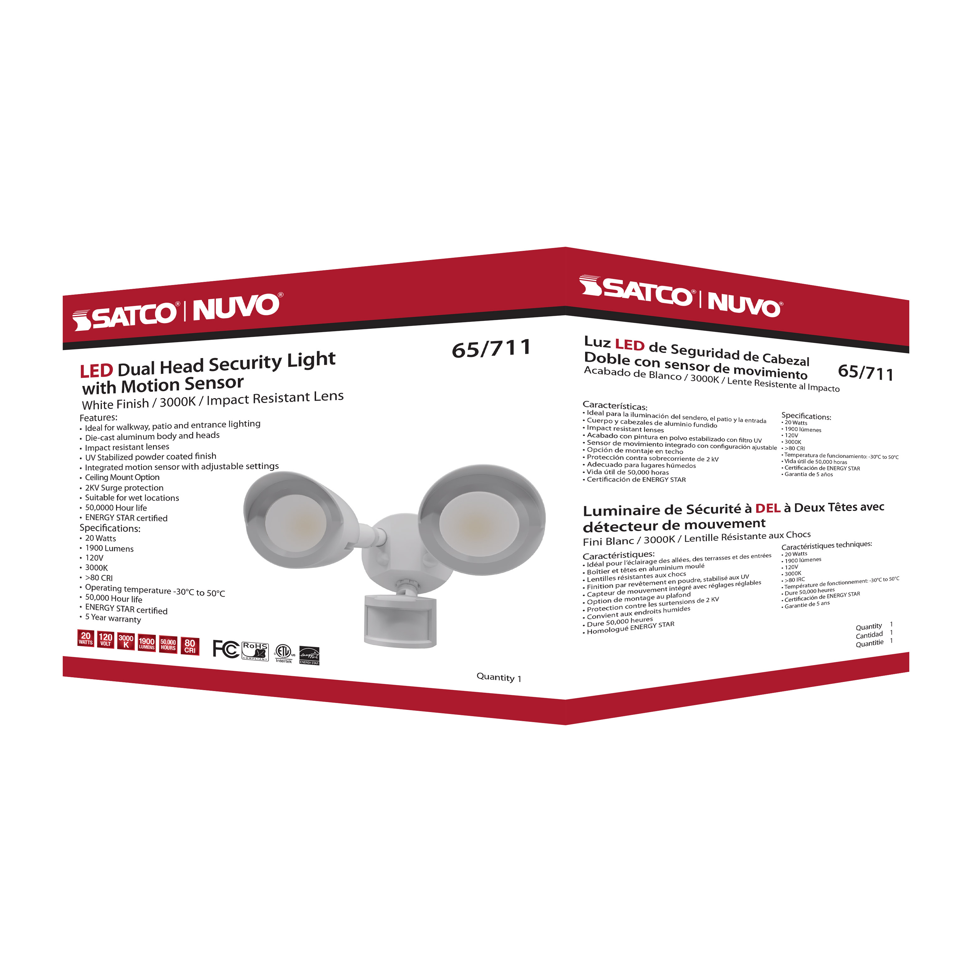 LED 2 BULLET HEAD SECURITY LGT - 65-711