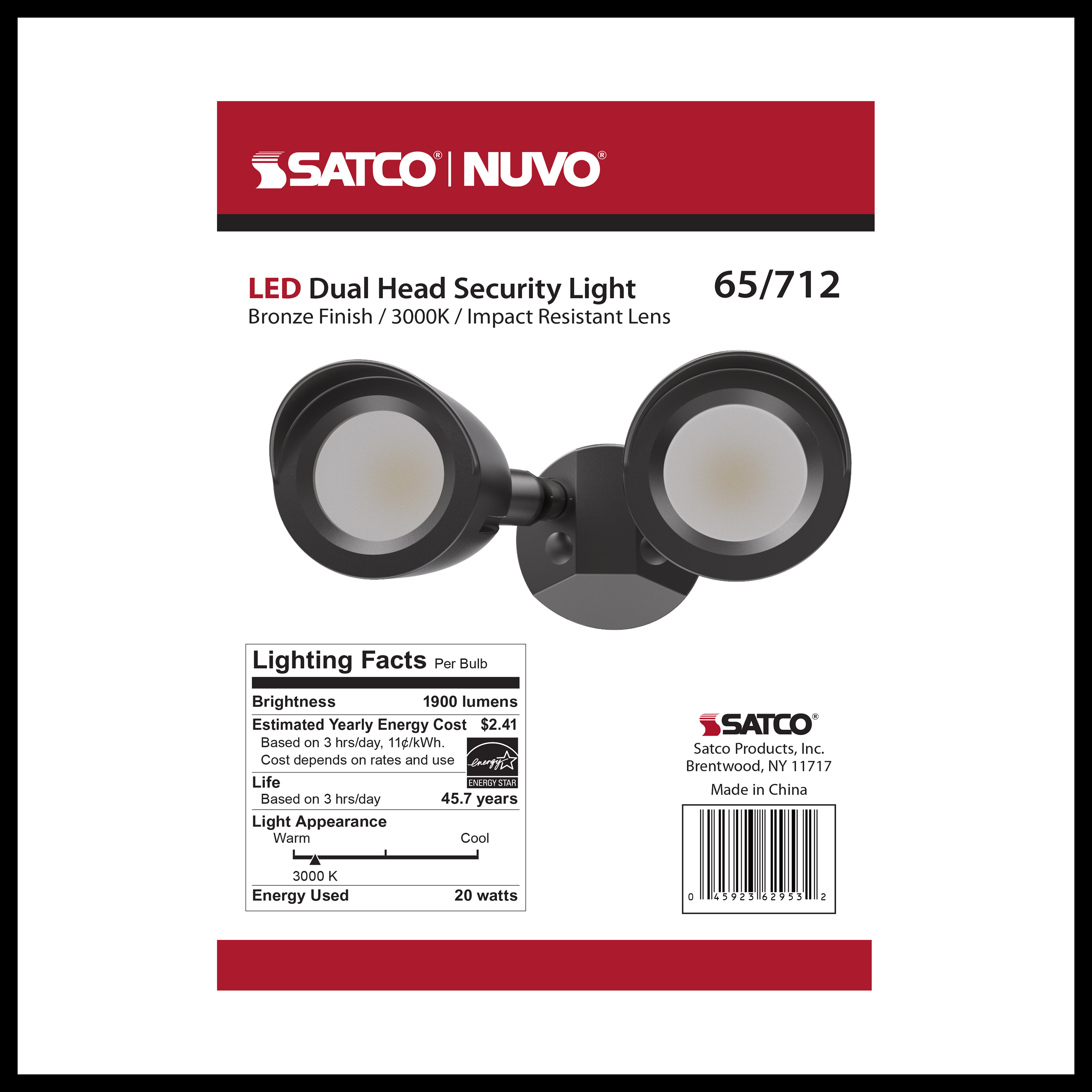 LED 2 BULLET HEAD SECURITY LGT - 65-712