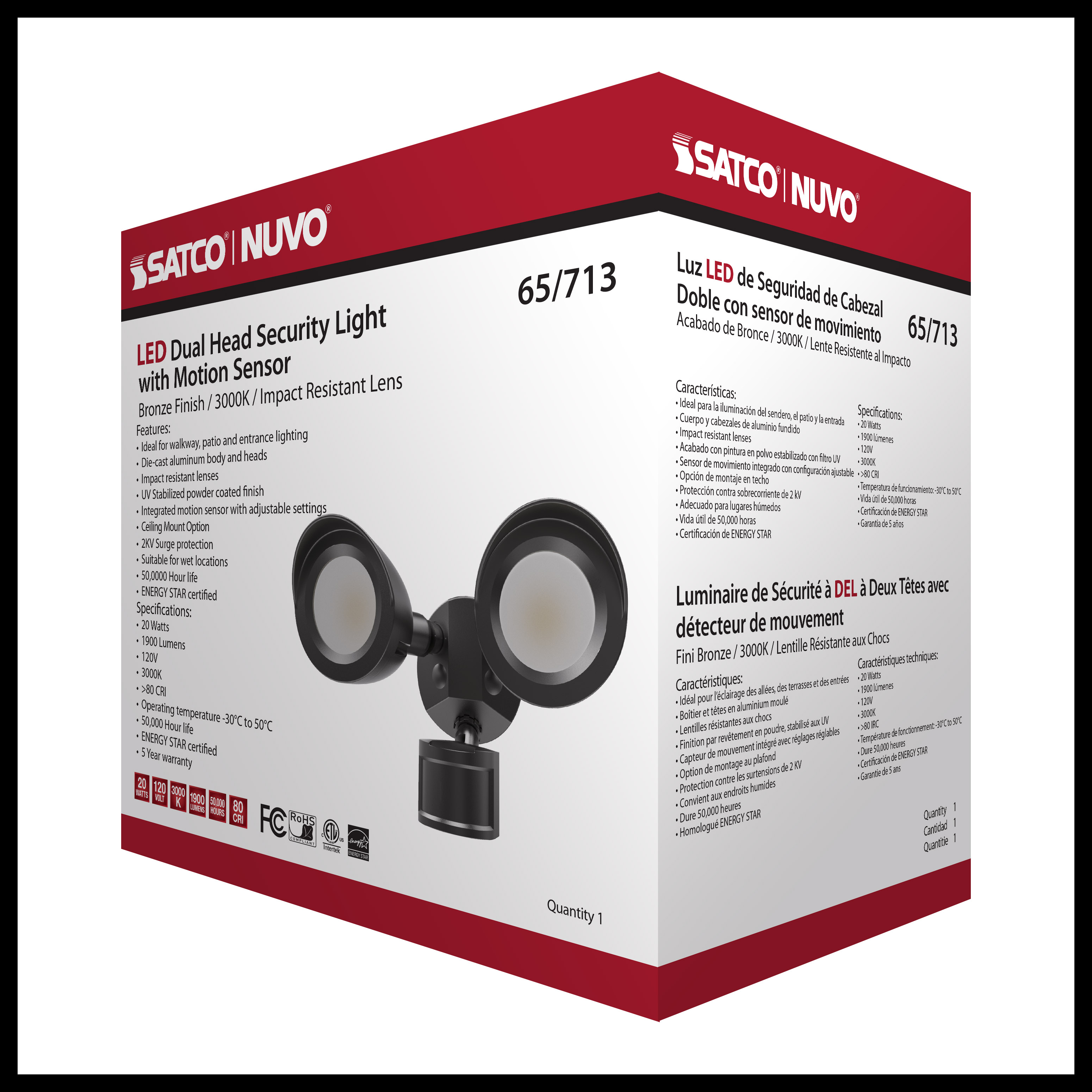 LED 2 BULLET HEAD SECURITY LGT - 65-713