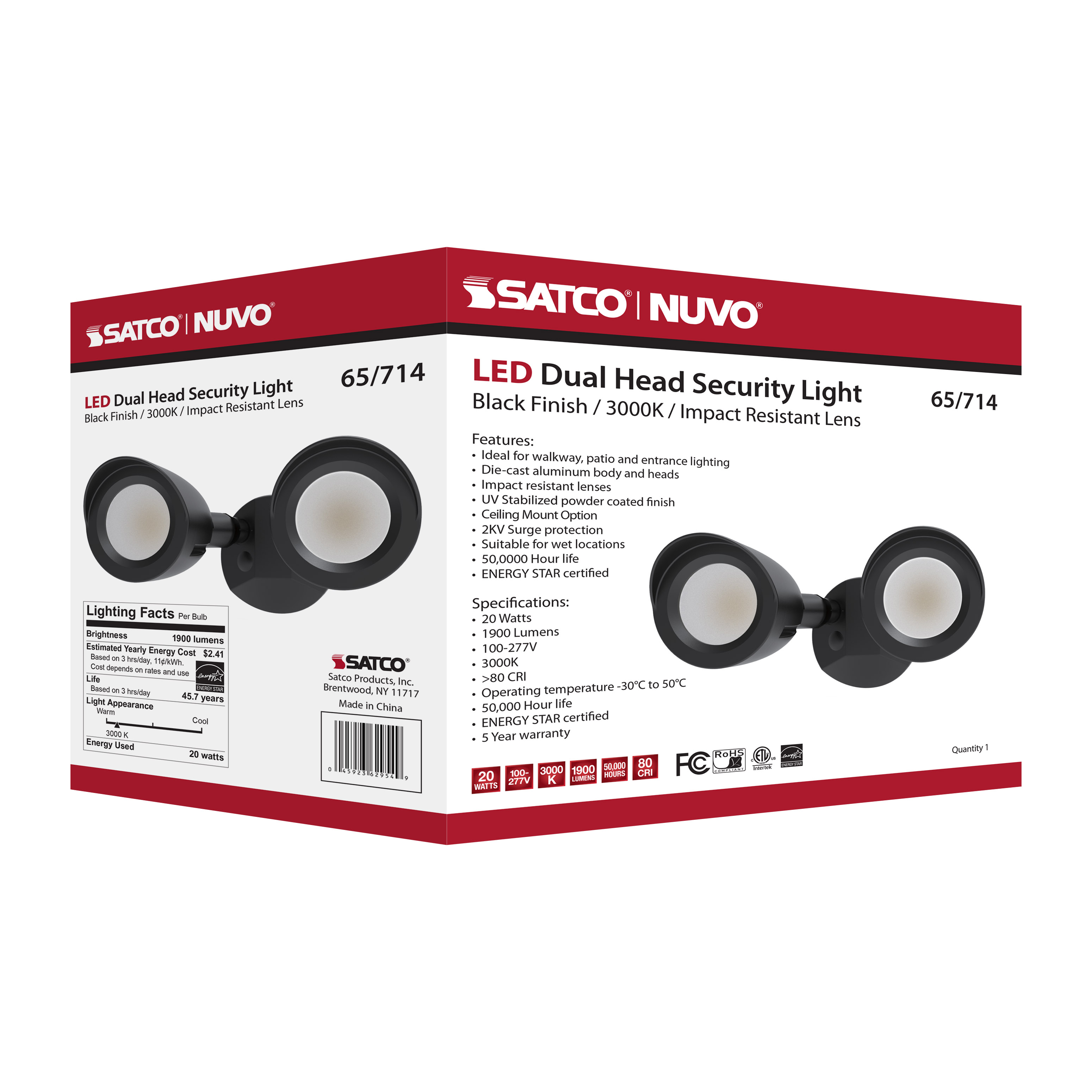 LED 2 BULLET HEAD SECURITY LGT - 65-714