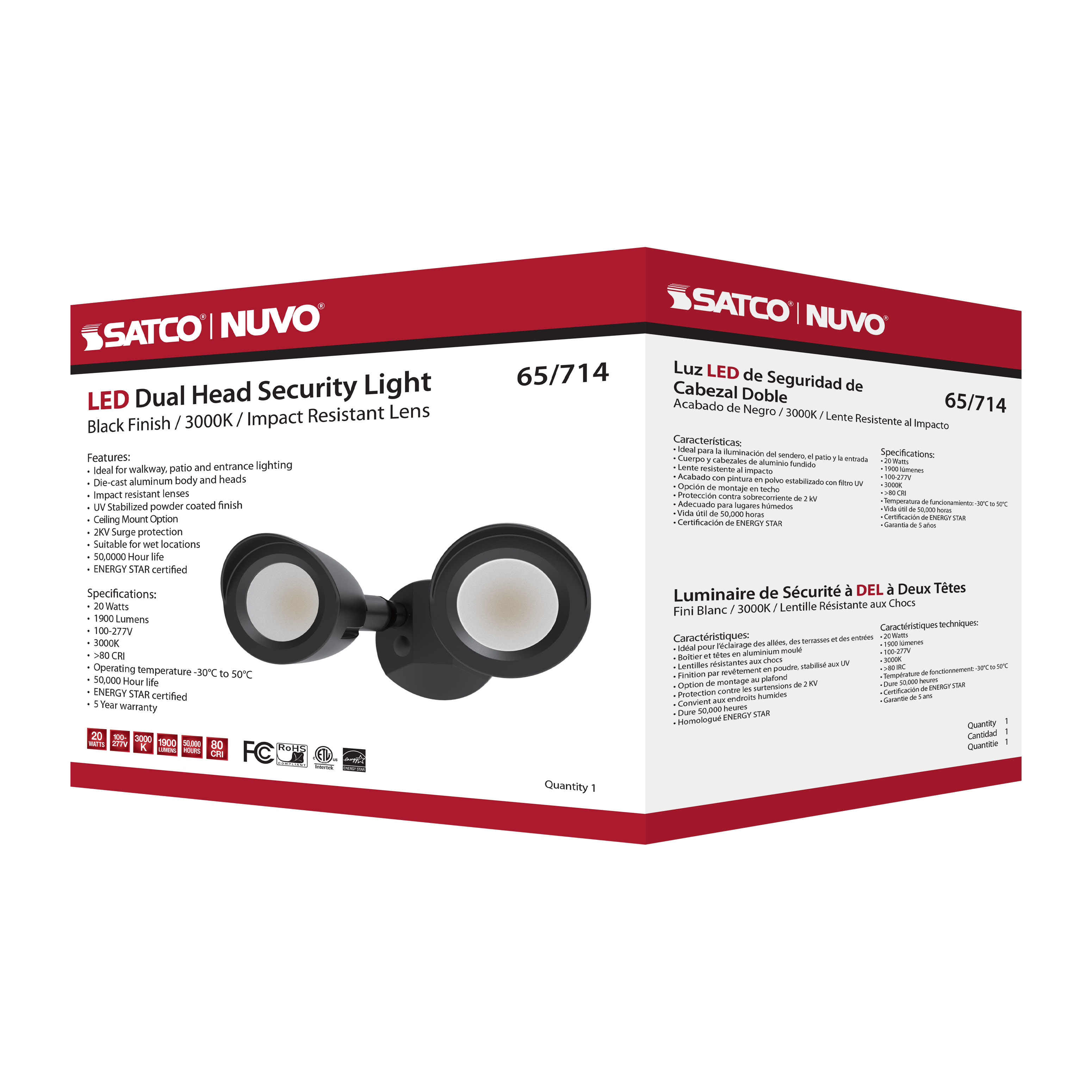 LED 2 BULLET HEAD SECURITY LGT - 65-714