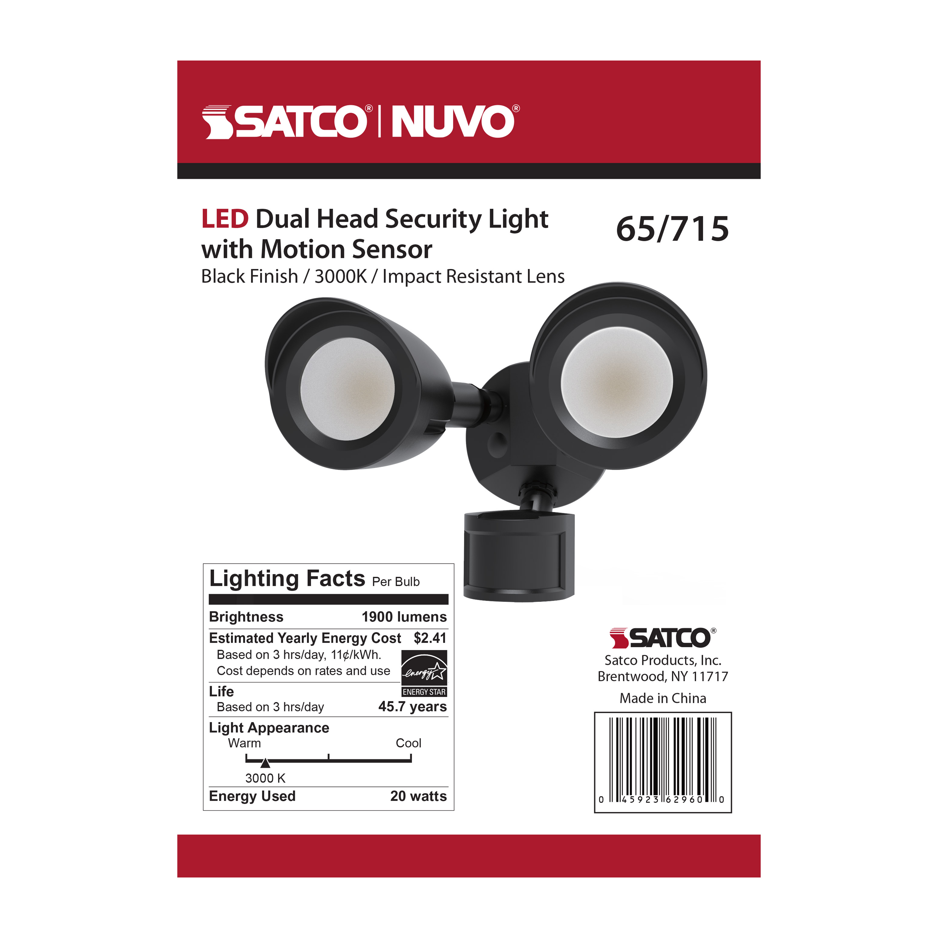 LED 2 BULLET HEAD SECURITY LGT - 65-715