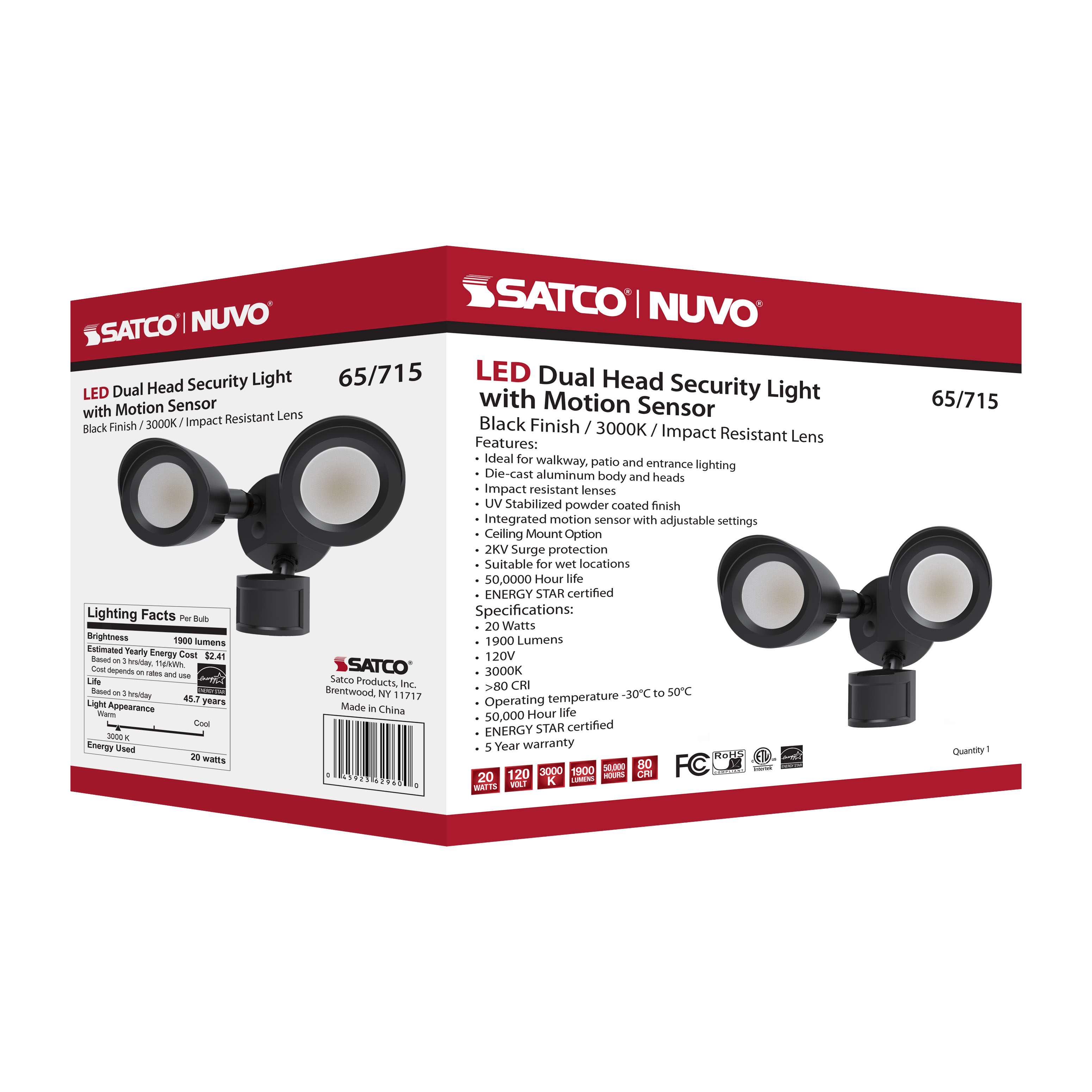 LED 2 BULLET HEAD SECURITY LGT - 65-715