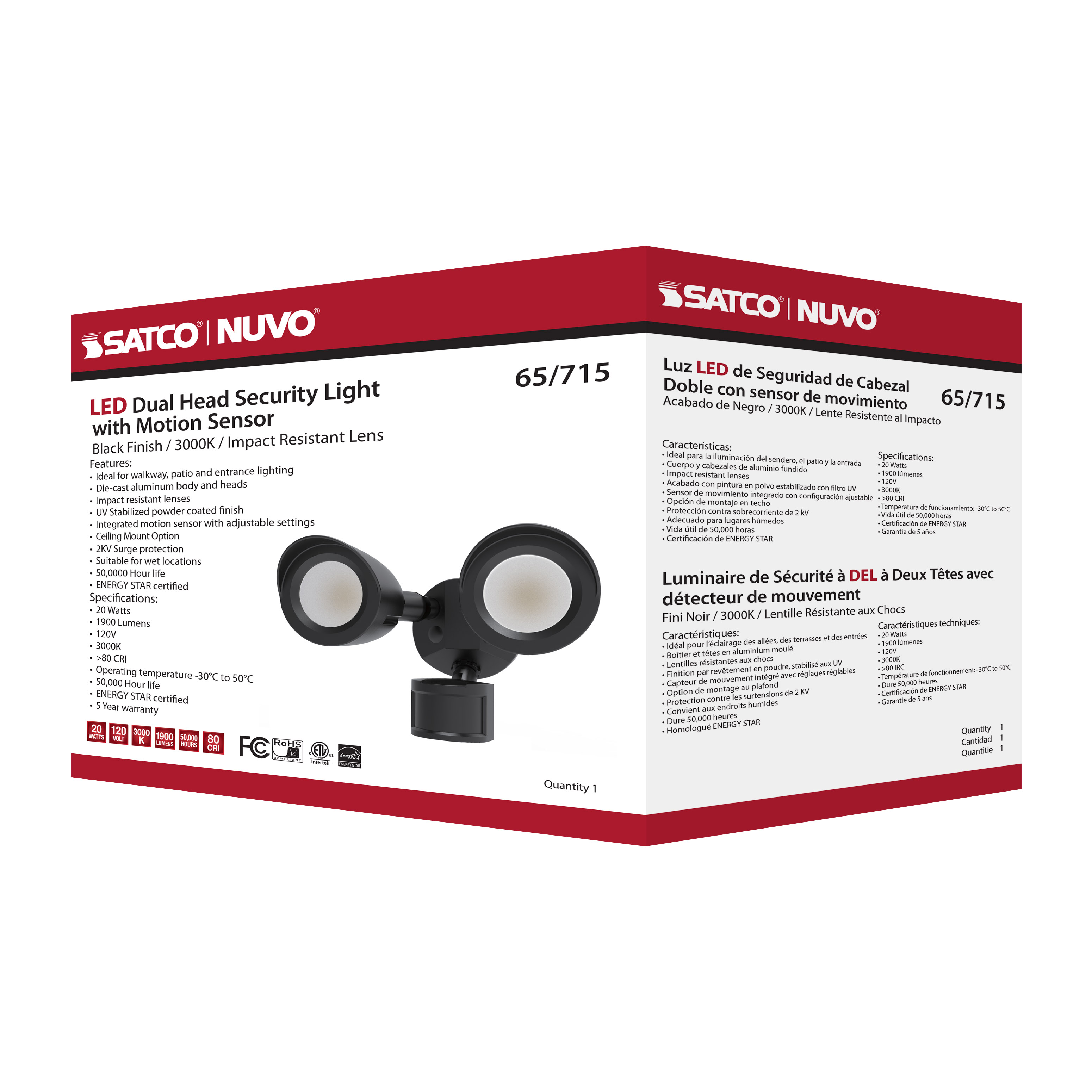 LED 2 BULLET HEAD SECURITY LGT - 65-715