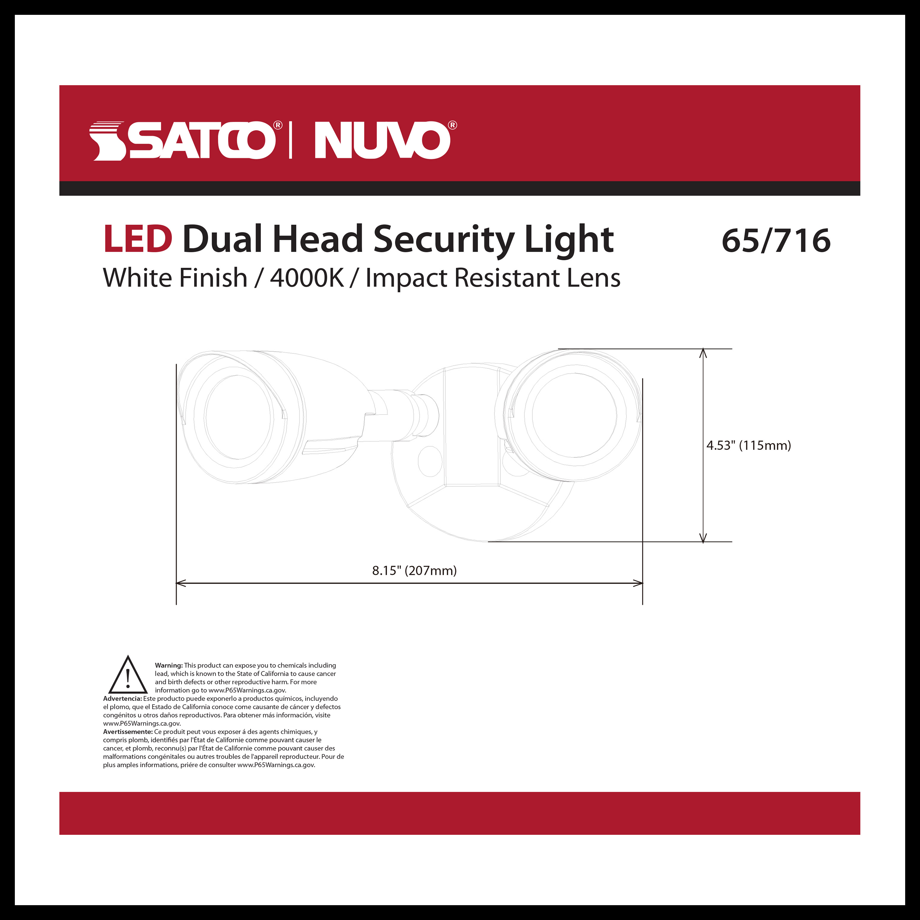 LED 2 BULLET HEAD SECURITY LGT - 65-716