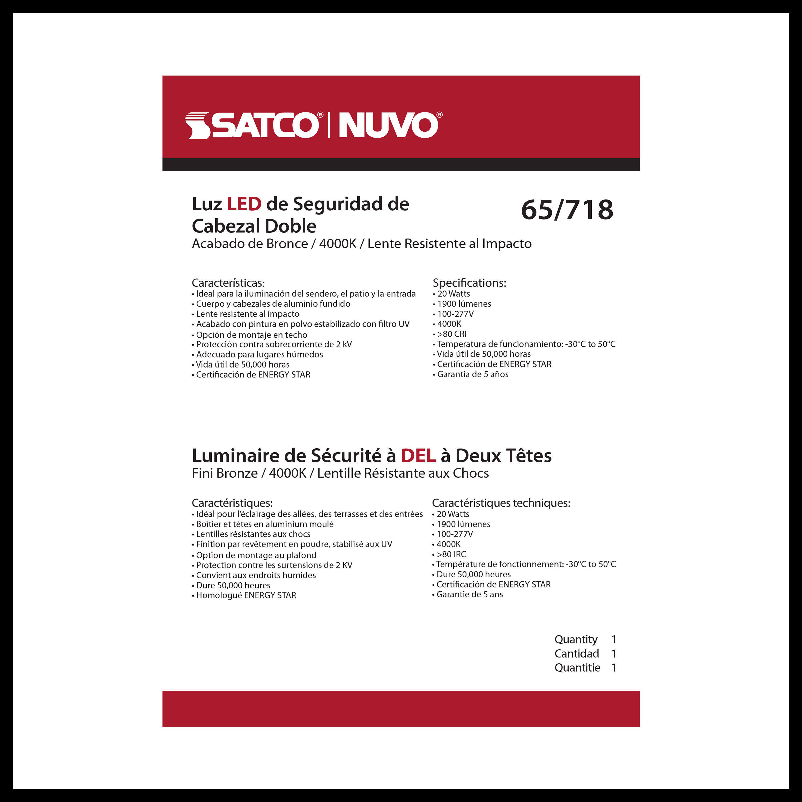 LED 2 BULLET HEAD SECURITY LGT - 65-718