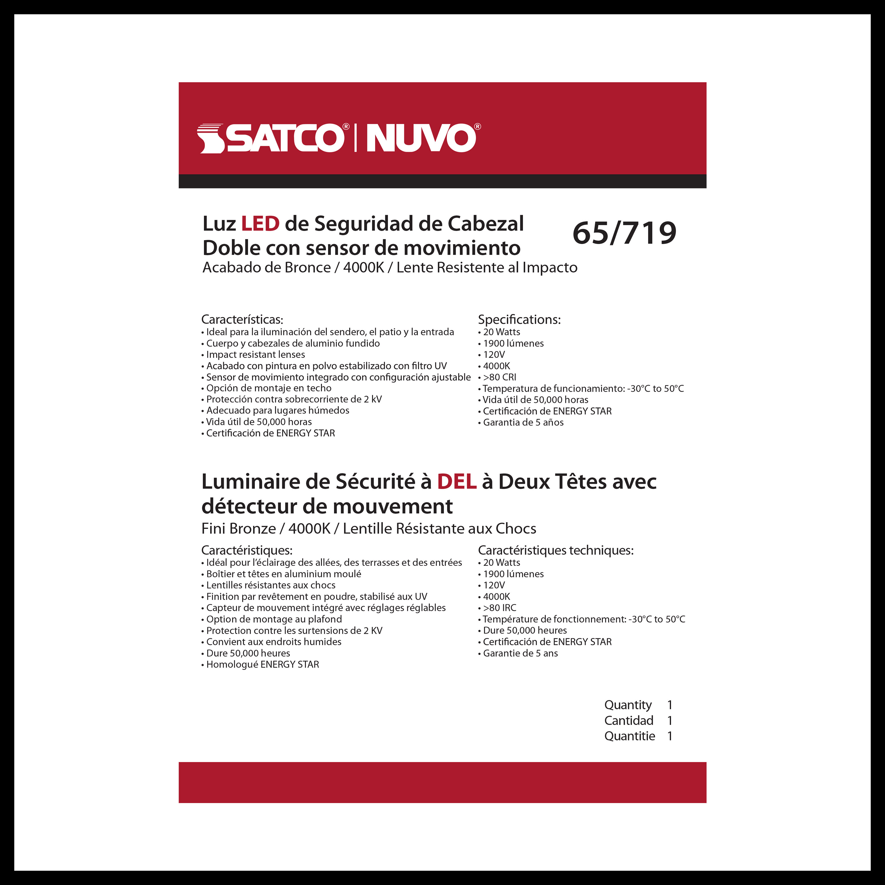 LED 2 BULLET HEAD SECURITY LGT - 65-719