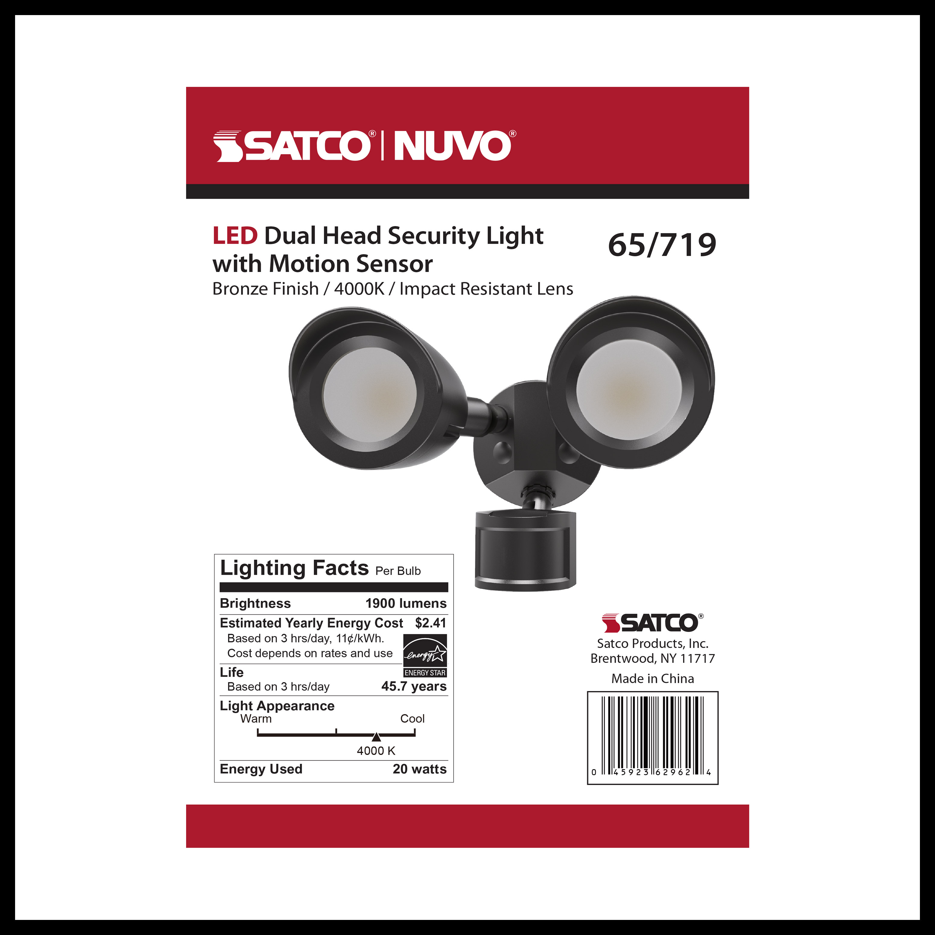 LED 2 BULLET HEAD SECURITY LGT - 65-719