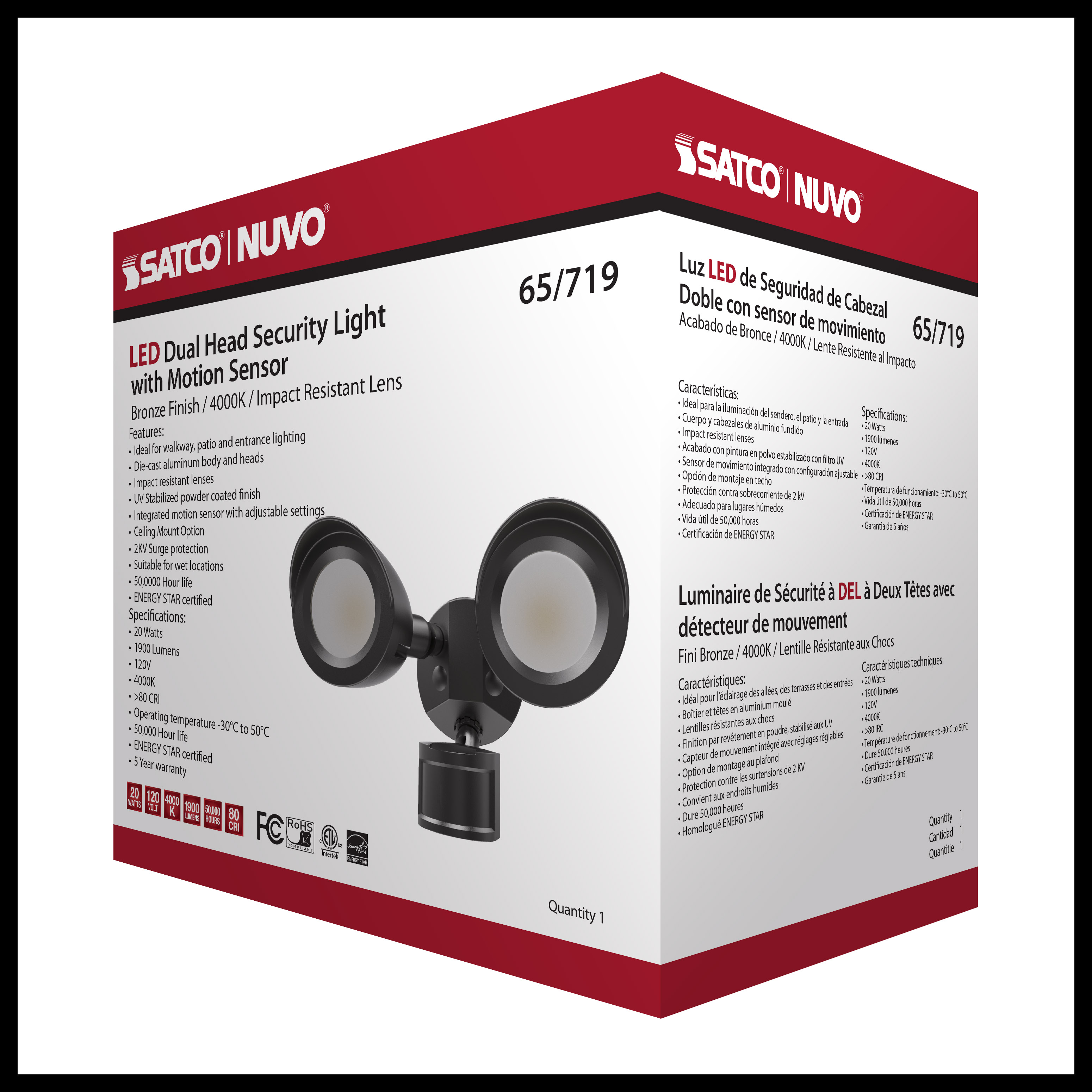 LED 2 BULLET HEAD SECURITY LGT - 65-719