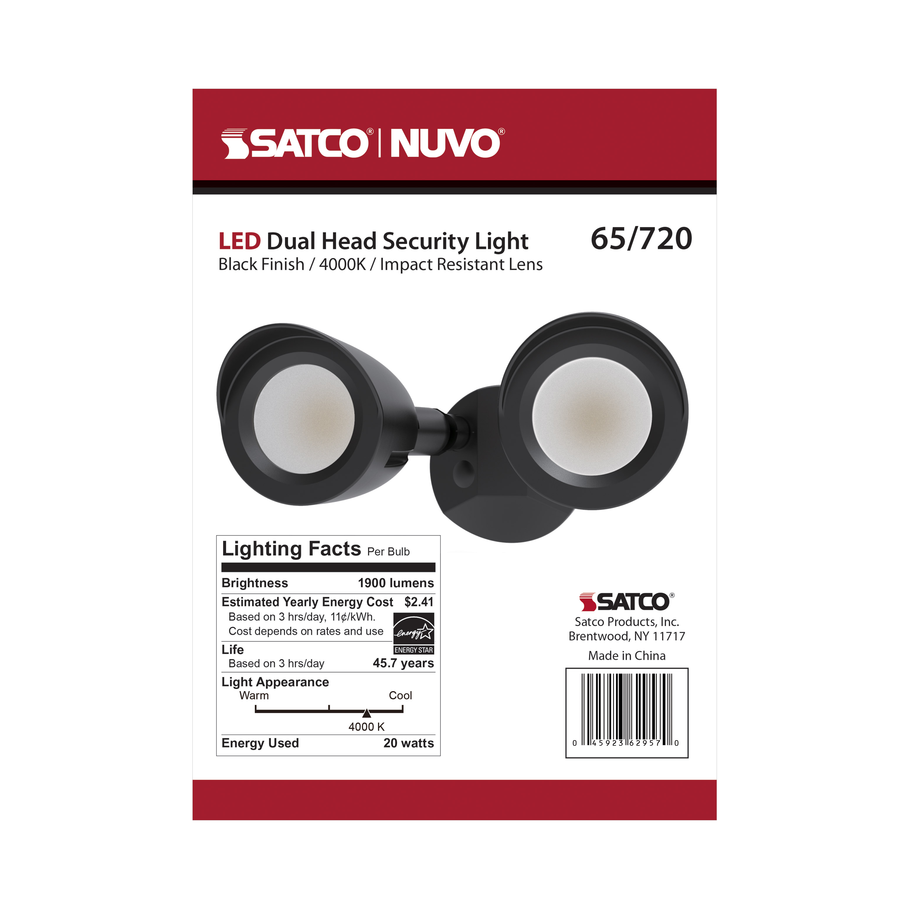 LED 2 BULLET HEAD SECURITY LGT - 65-720