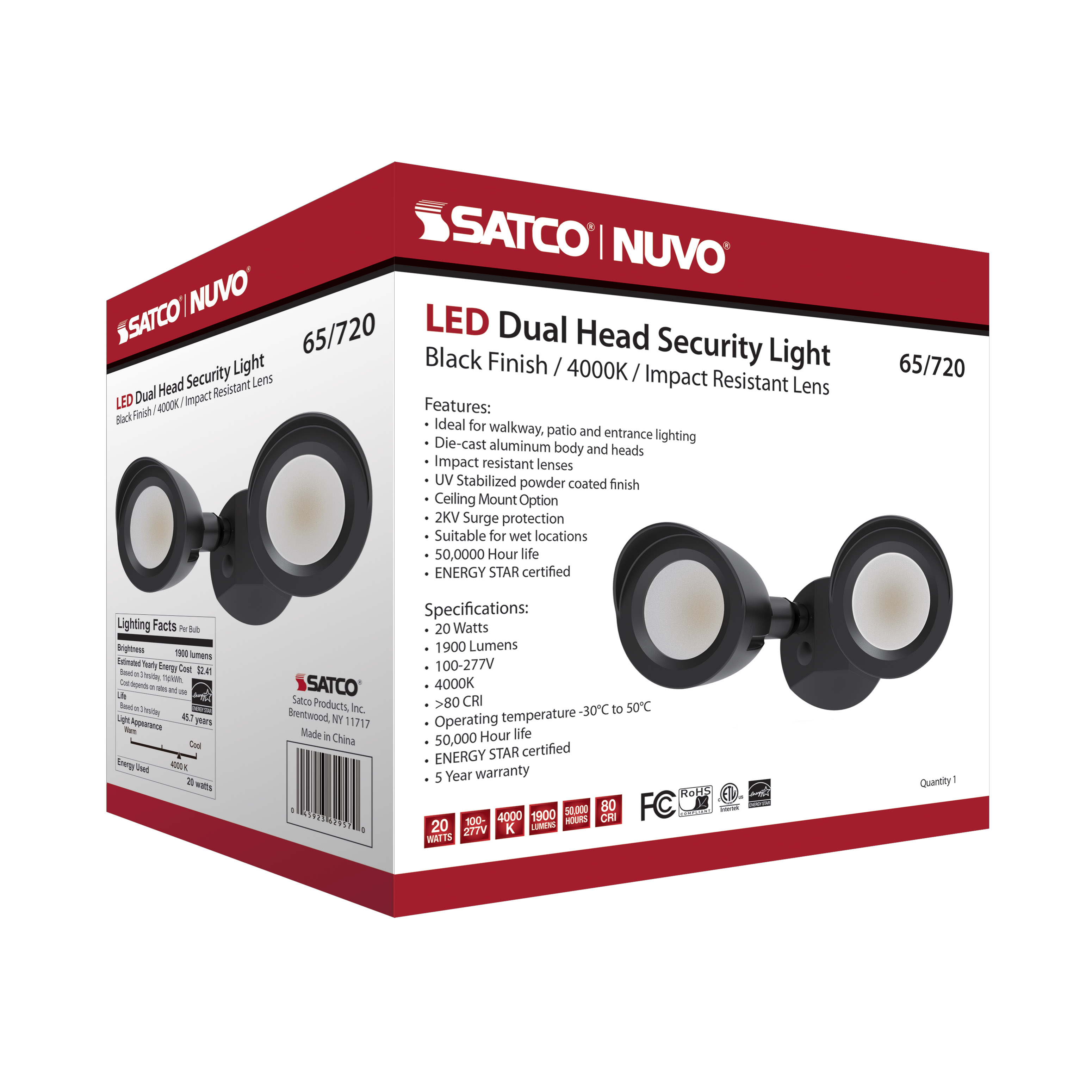 LED 2 BULLET HEAD SECURITY LGT - 65-720