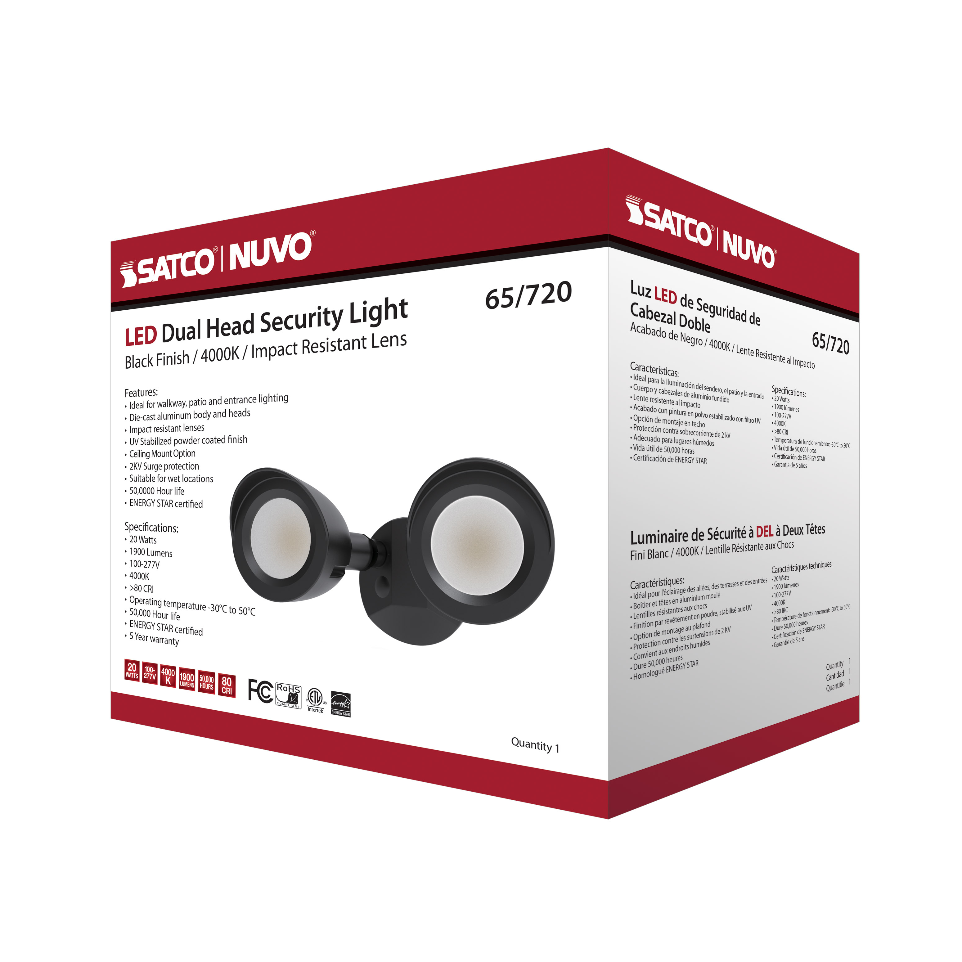 LED 2 BULLET HEAD SECURITY LGT - 65-720