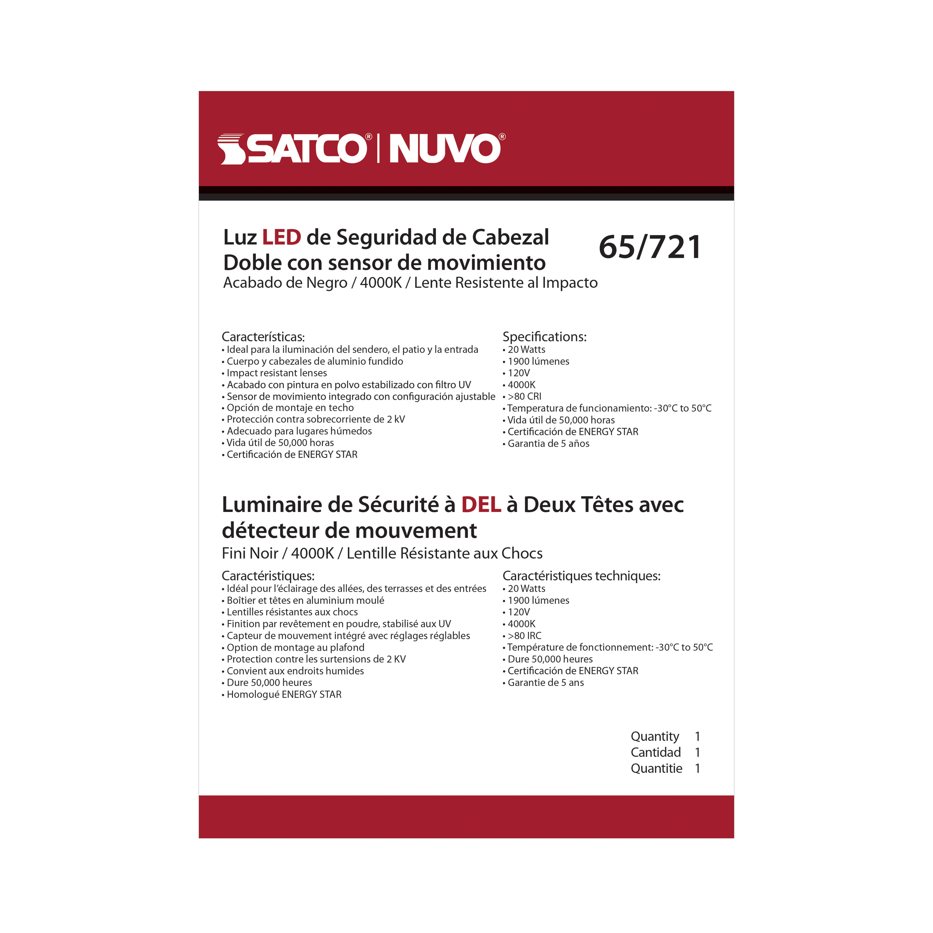 LED 2 BULLET HEAD SECURITY LGT - 65-721