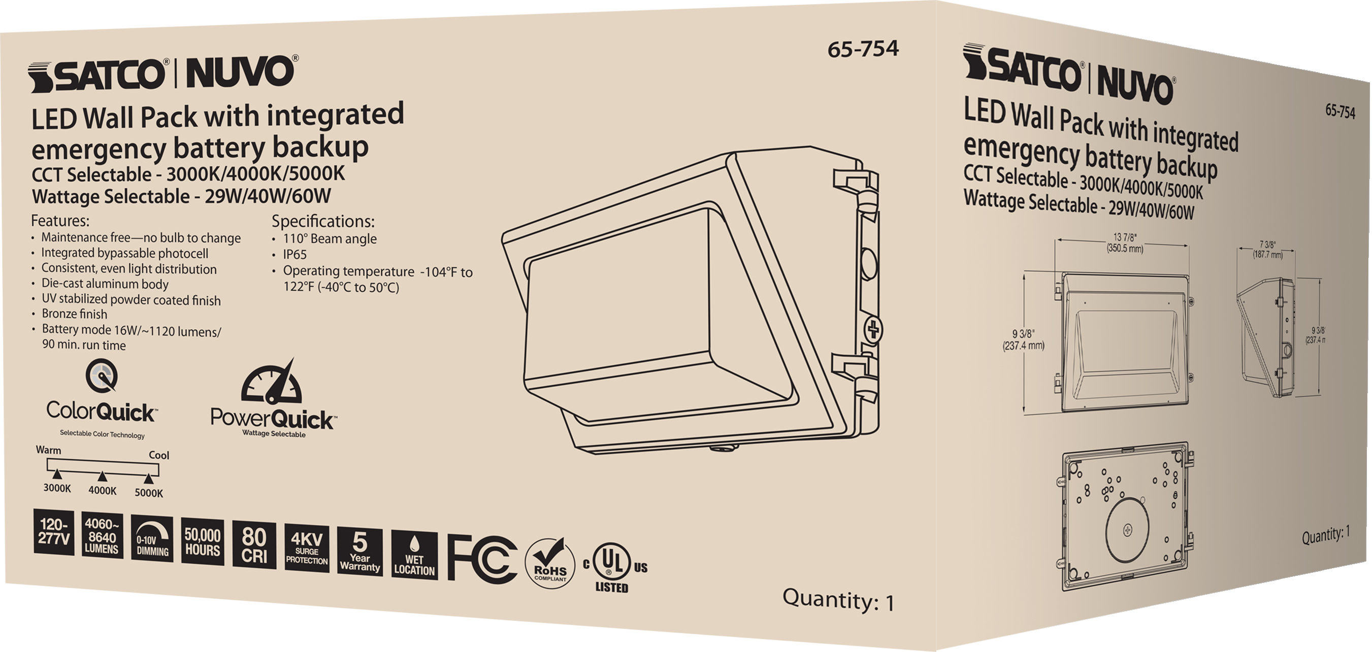 EM WALL PACK CCT & WATT ADJ - 65-754