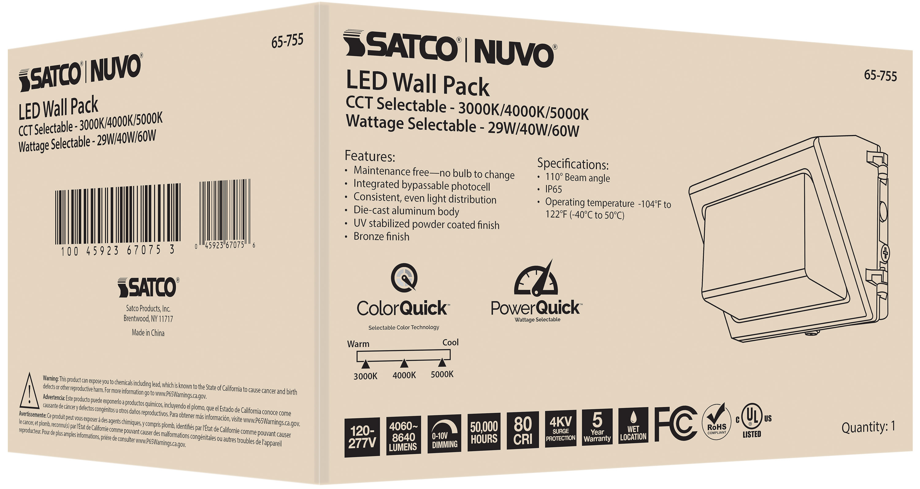 LED WALL PACK CCT & WATT ADJ - 65-755