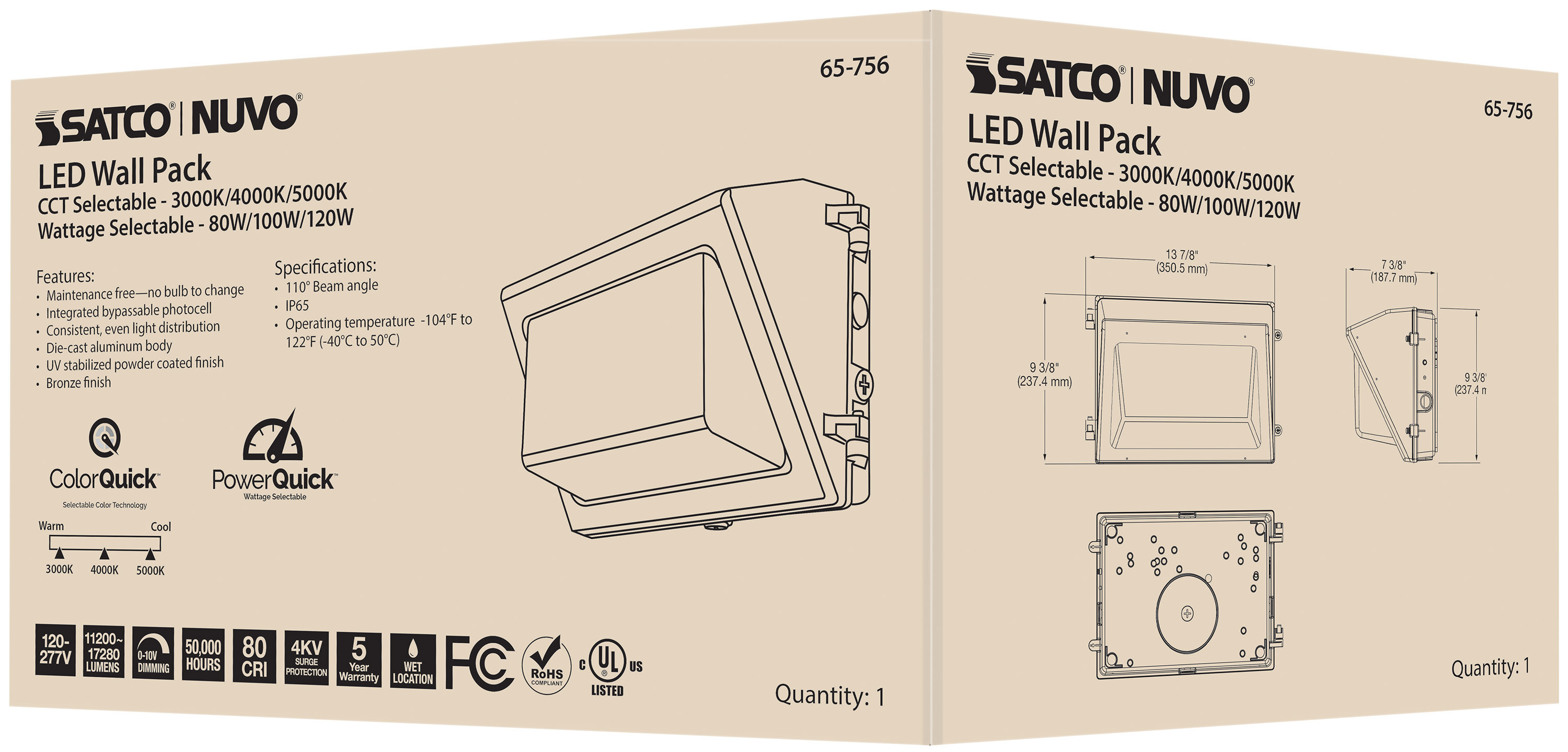 LED WALL PACK CCT & WATT ADJ - 65-756