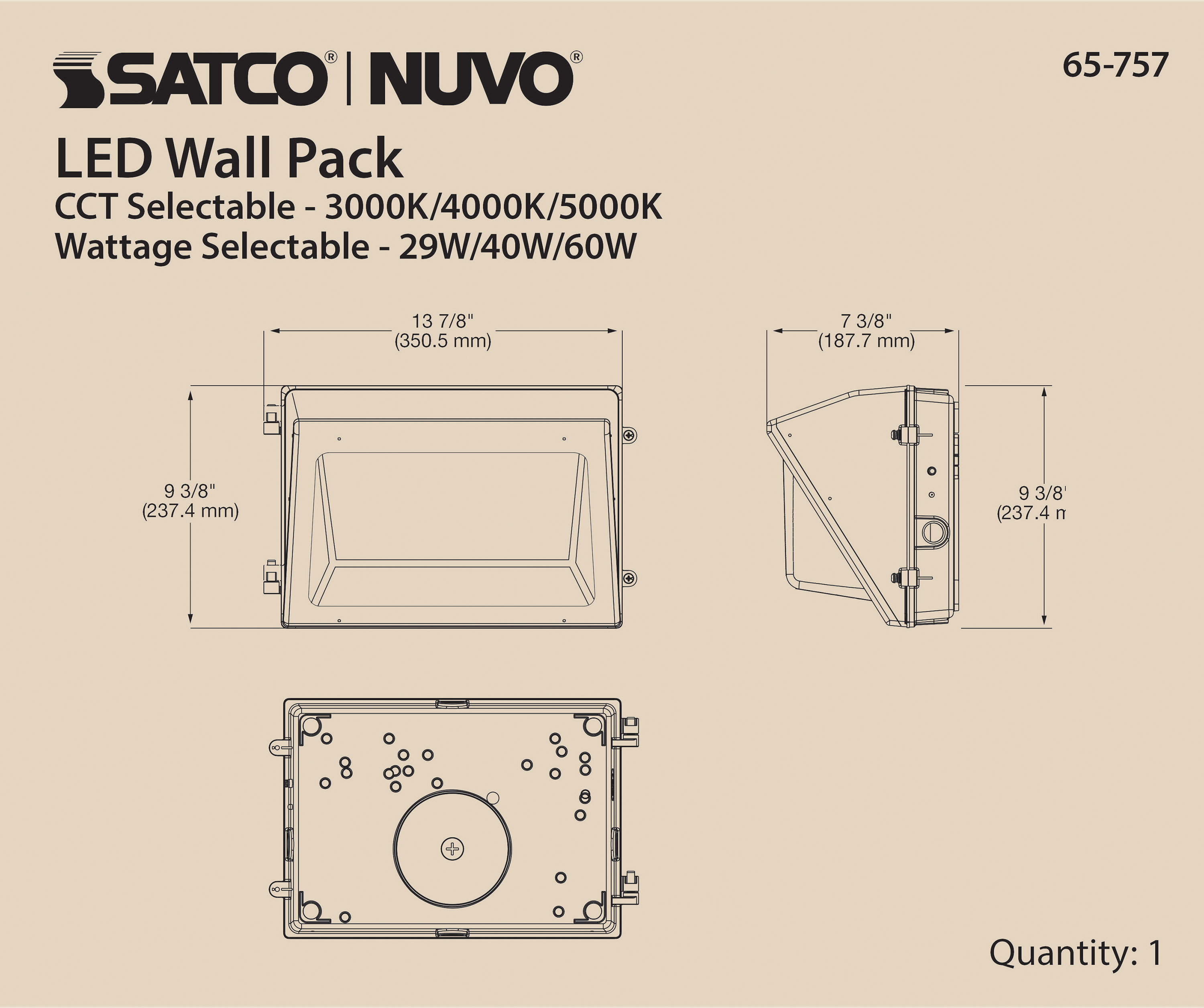 LED WALL PACK CCT & WATT ADJ - 65-757